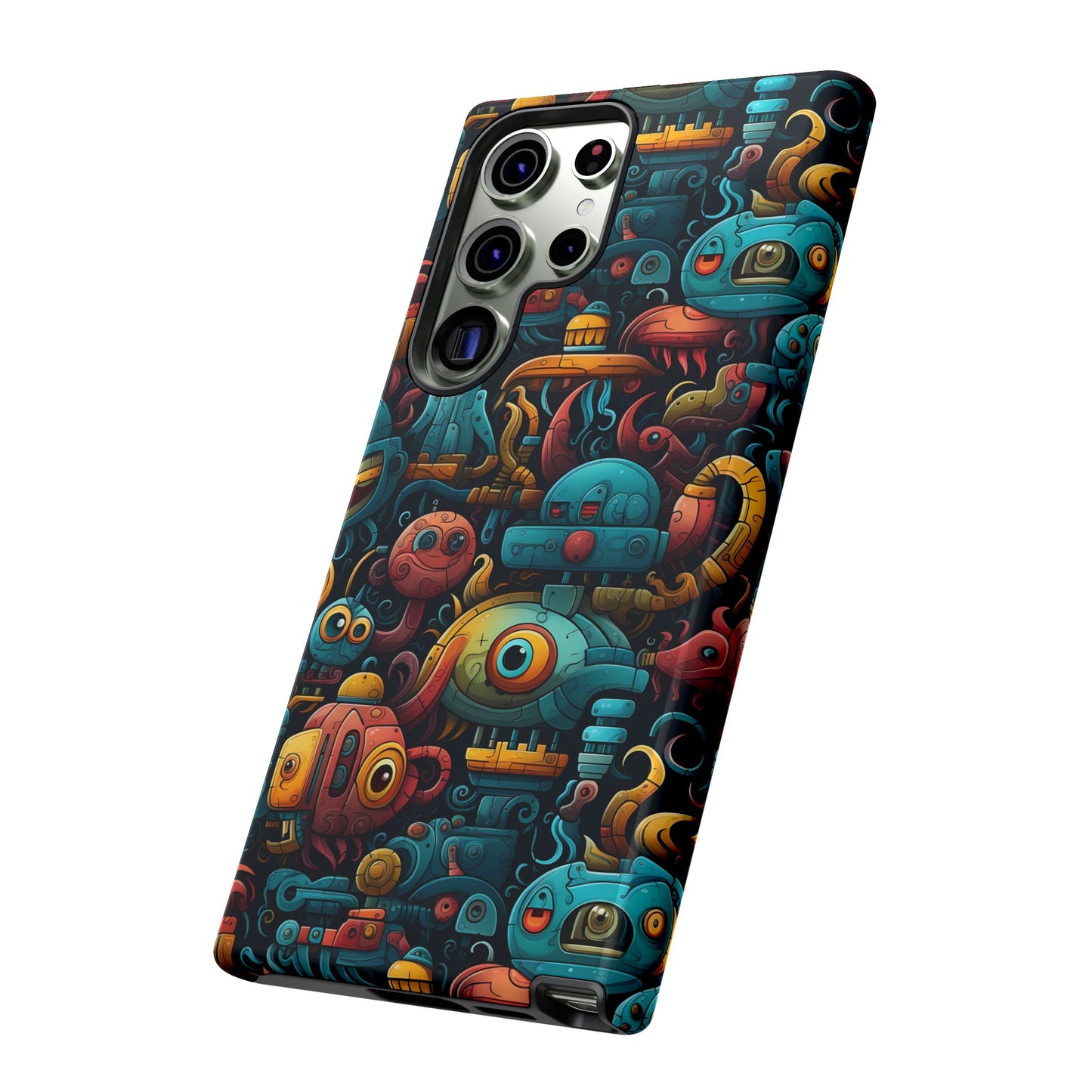 Whimsical Robots Tough Phone Case – Fantastical Mechanical Creatures Design for iPhone, Samsung Galaxy & Google Pixel