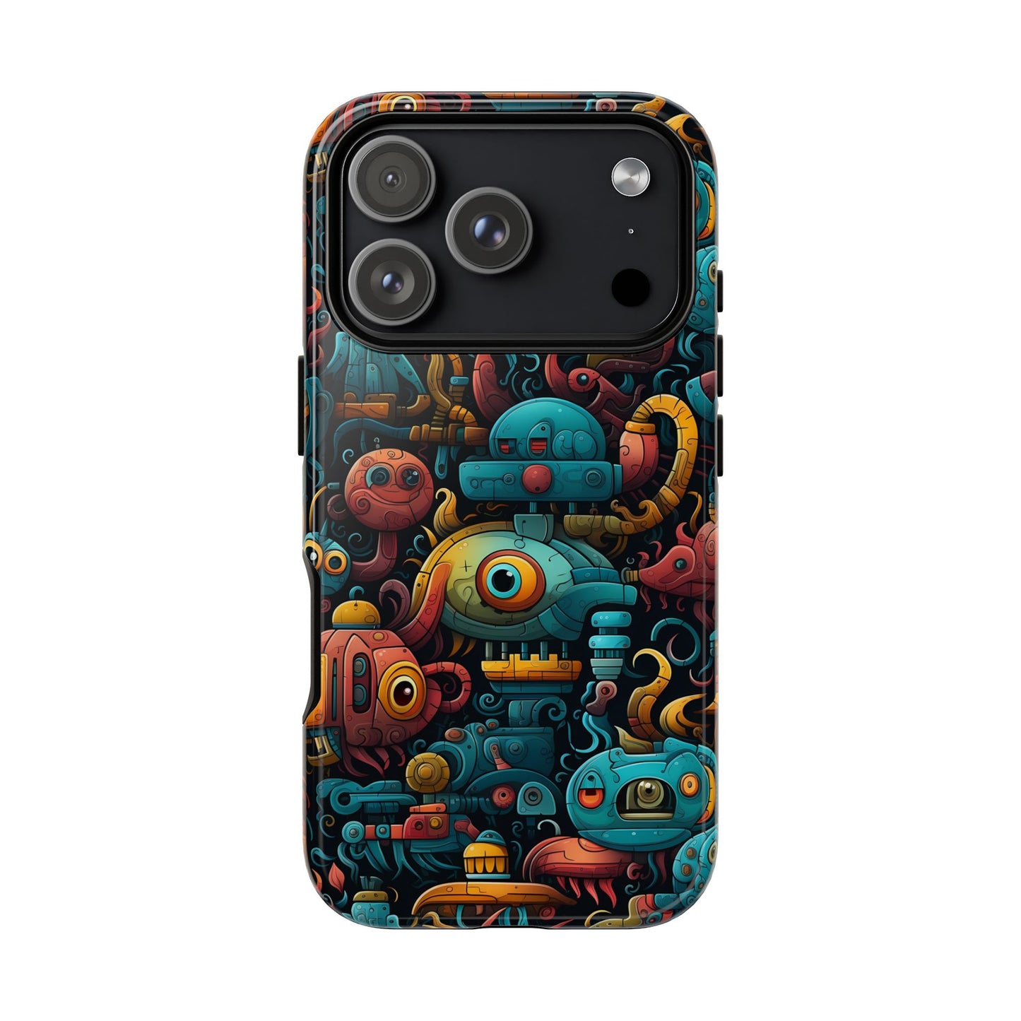 Whimsical Robots Tough Phone Case – Fantastical Mechanical Creatures Design for iPhone, Samsung Galaxy & Google Pixel