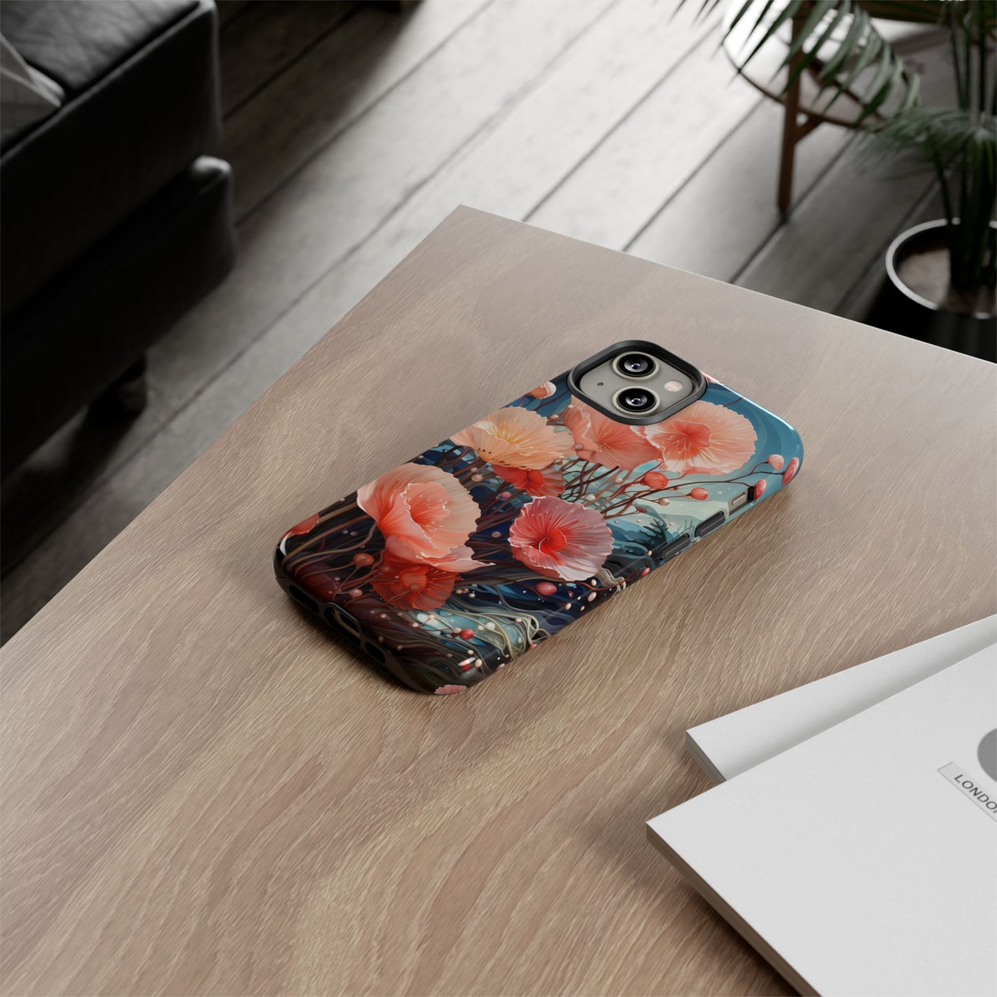 Blooming Poppies Tough Phone Case – Underwater Nocturnal Floral Design for iPhone, Samsung Galaxy & Google Pixel