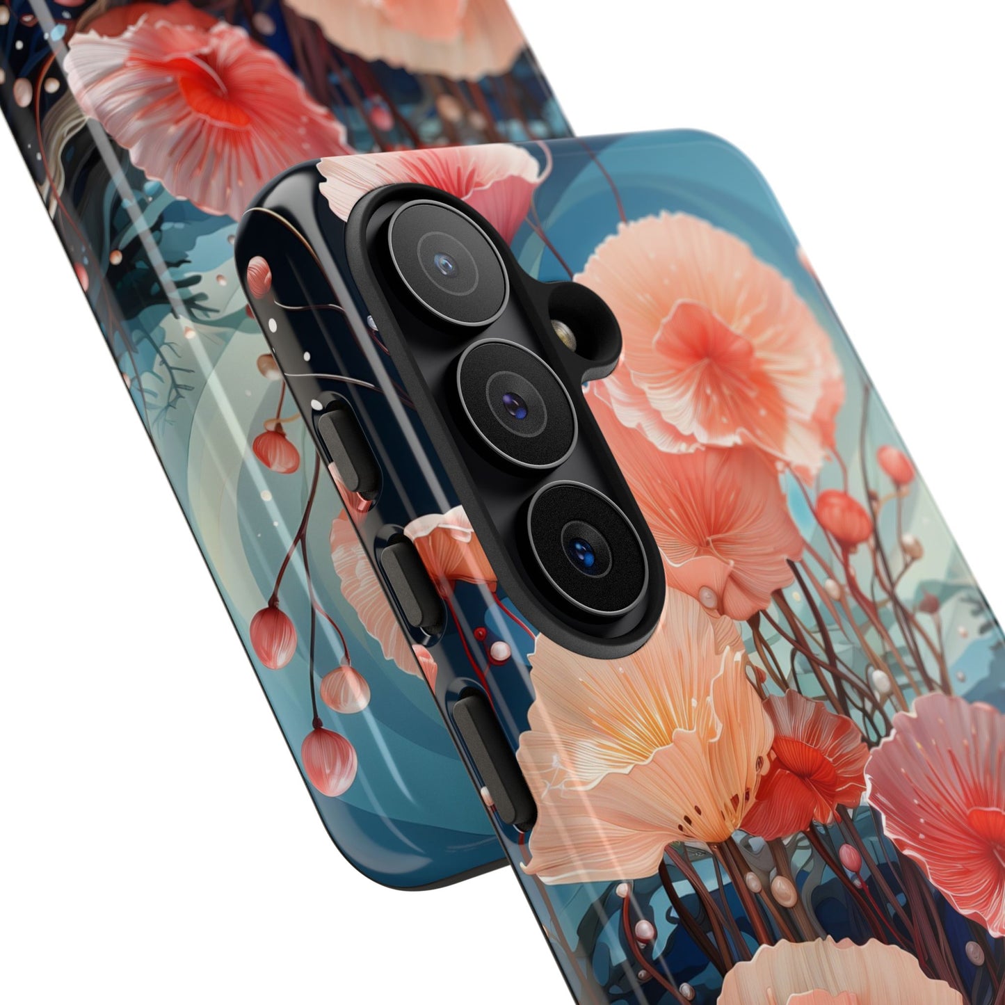 Blooming Poppies Tough Phone Case – Underwater Nocturnal Floral Design for iPhone, Samsung Galaxy & Google Pixel
