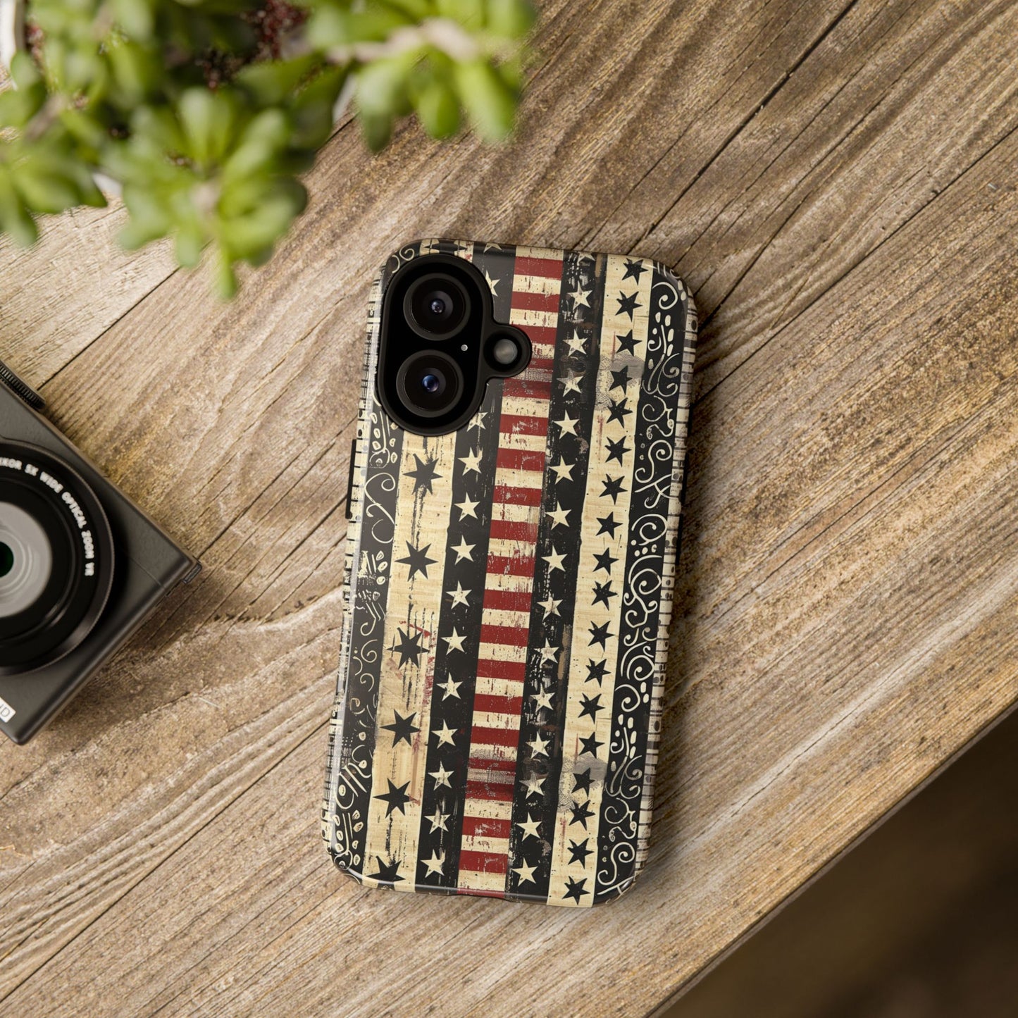Vintage American Flag Phone Case — Patriotic Tough Case with Distressed Stars & Stripes