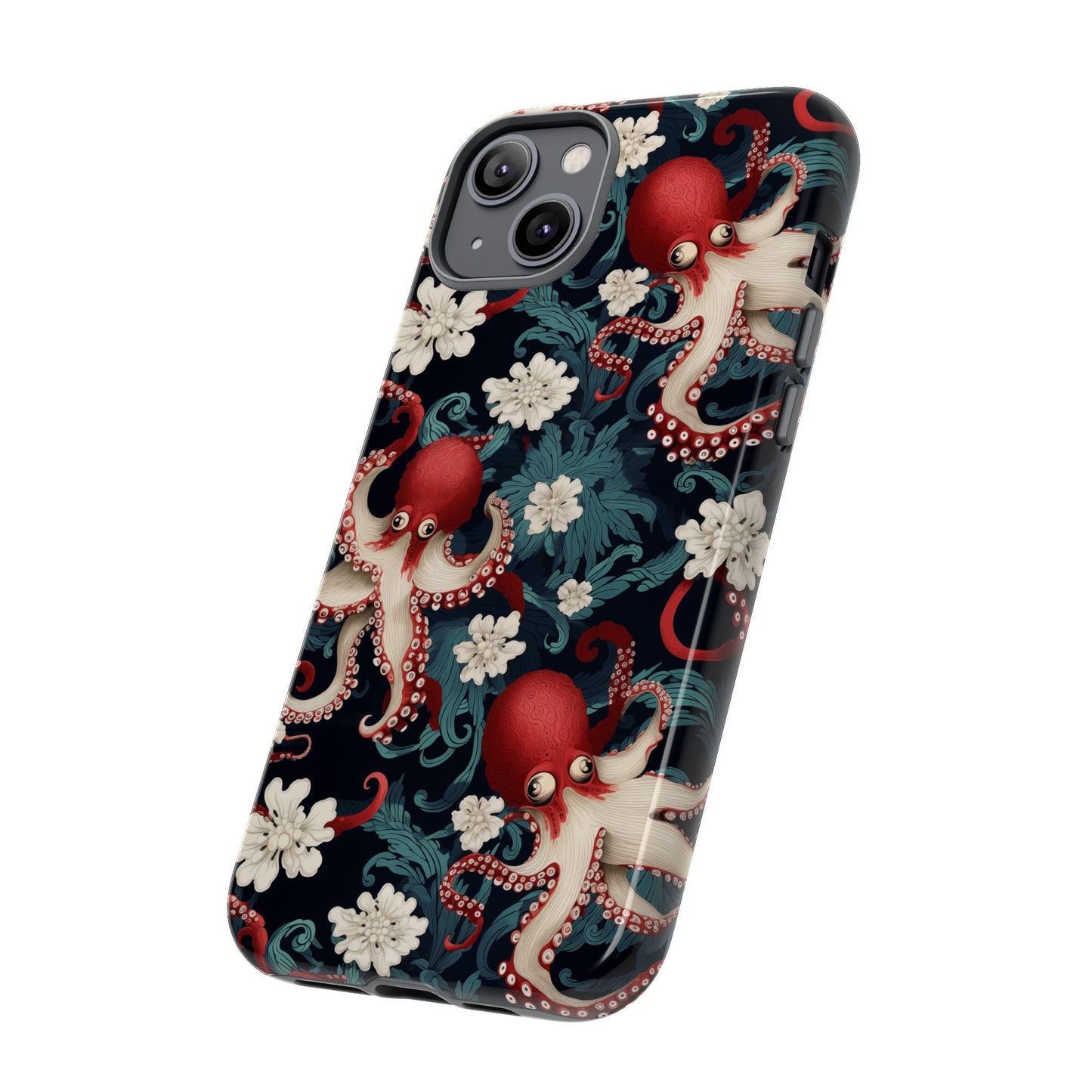 Octopus Floral Phone Case | Japanese Style Marine Pattern Protective Case