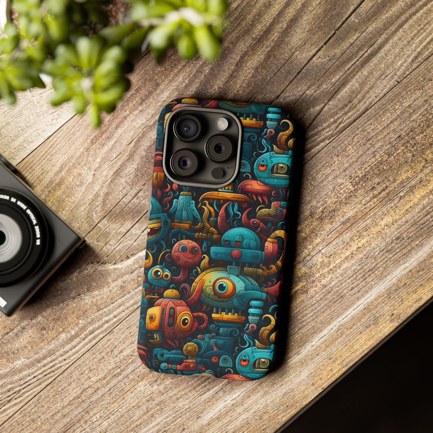 Whimsical Robots Tough Phone Case – Fantastical Mechanical Creatures Design for iPhone, Samsung Galaxy & Google Pixel