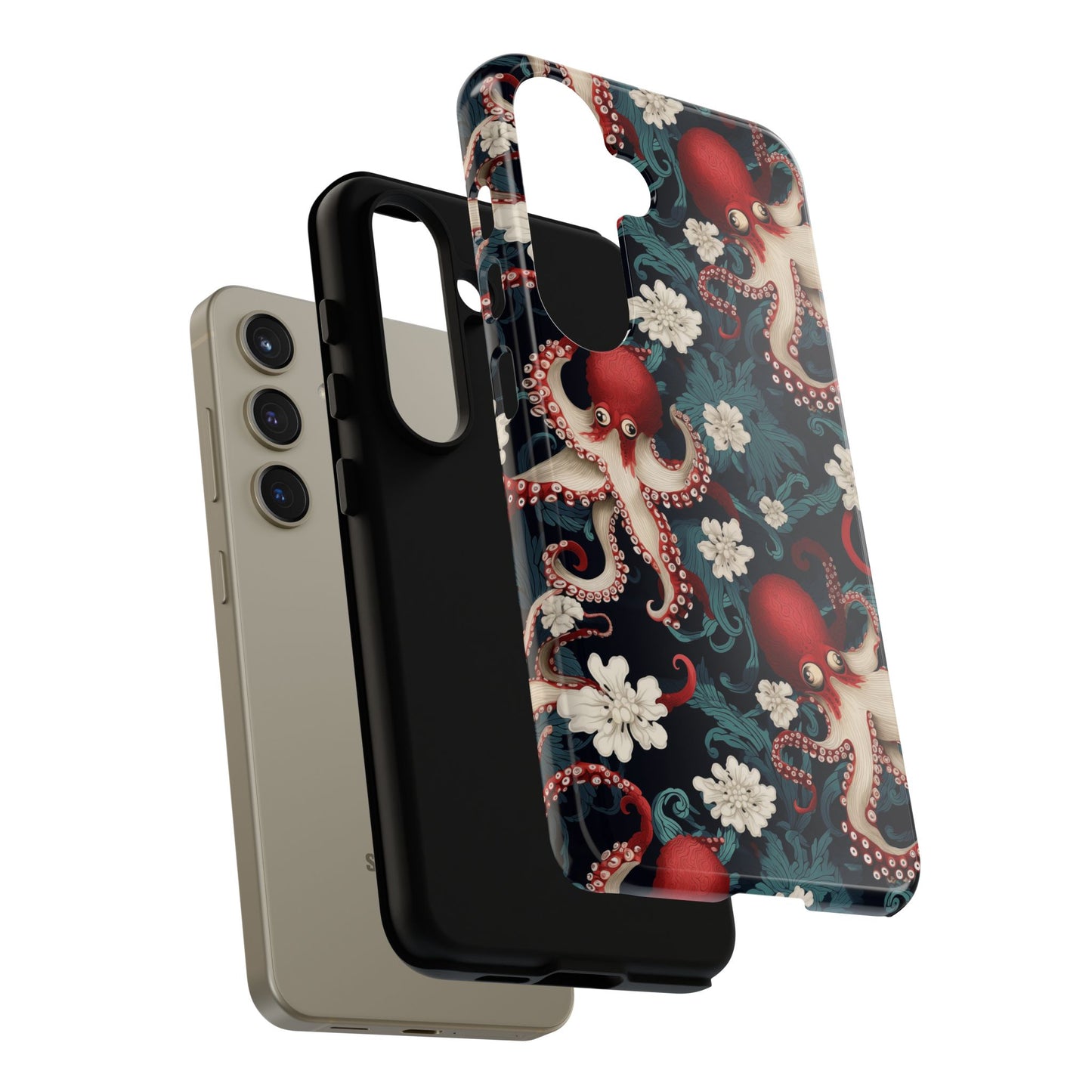 Octopus Floral Phone Case | Japanese Style Marine Pattern Protective Case