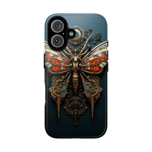 Orange and Teal Steampunk Butterfly Tough Phone Case – Unique Art for iPhone, Samsung, Google Pixel