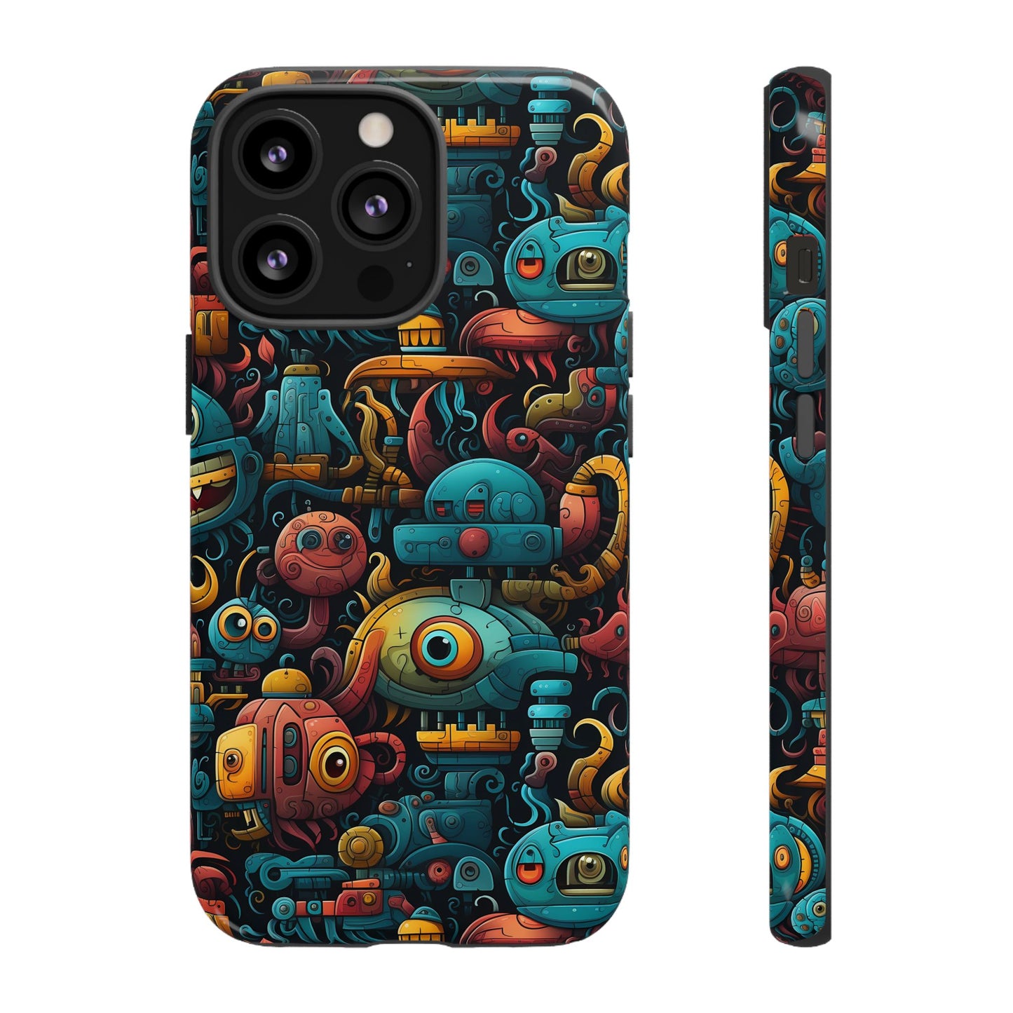 Whimsical Robots Tough Phone Case – Fantastical Mechanical Creatures Design for iPhone, Samsung Galaxy & Google Pixel