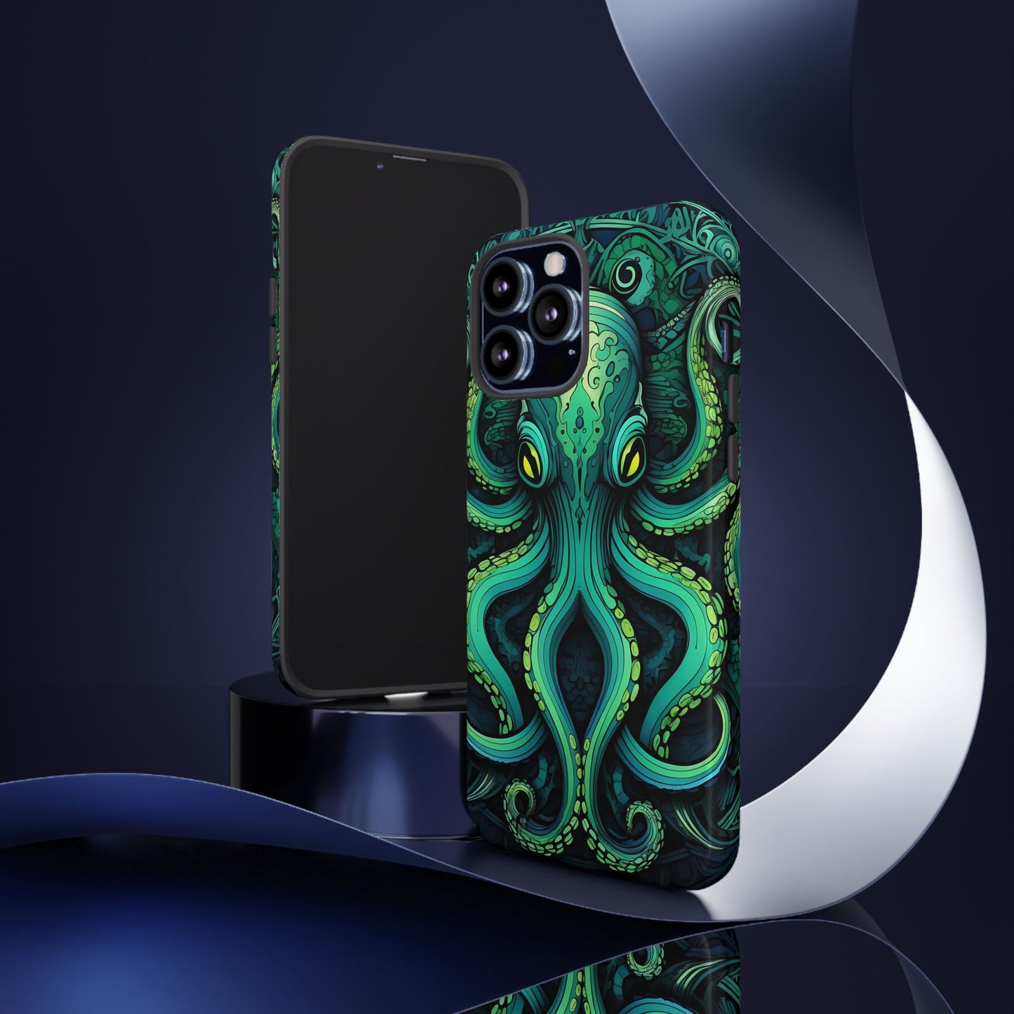 Vibrant Teal Octopus Tough Phone Case: Mandala-Inspired Art for iPhone, Samsung Galaxy & Google Pixel - Cracken Painting