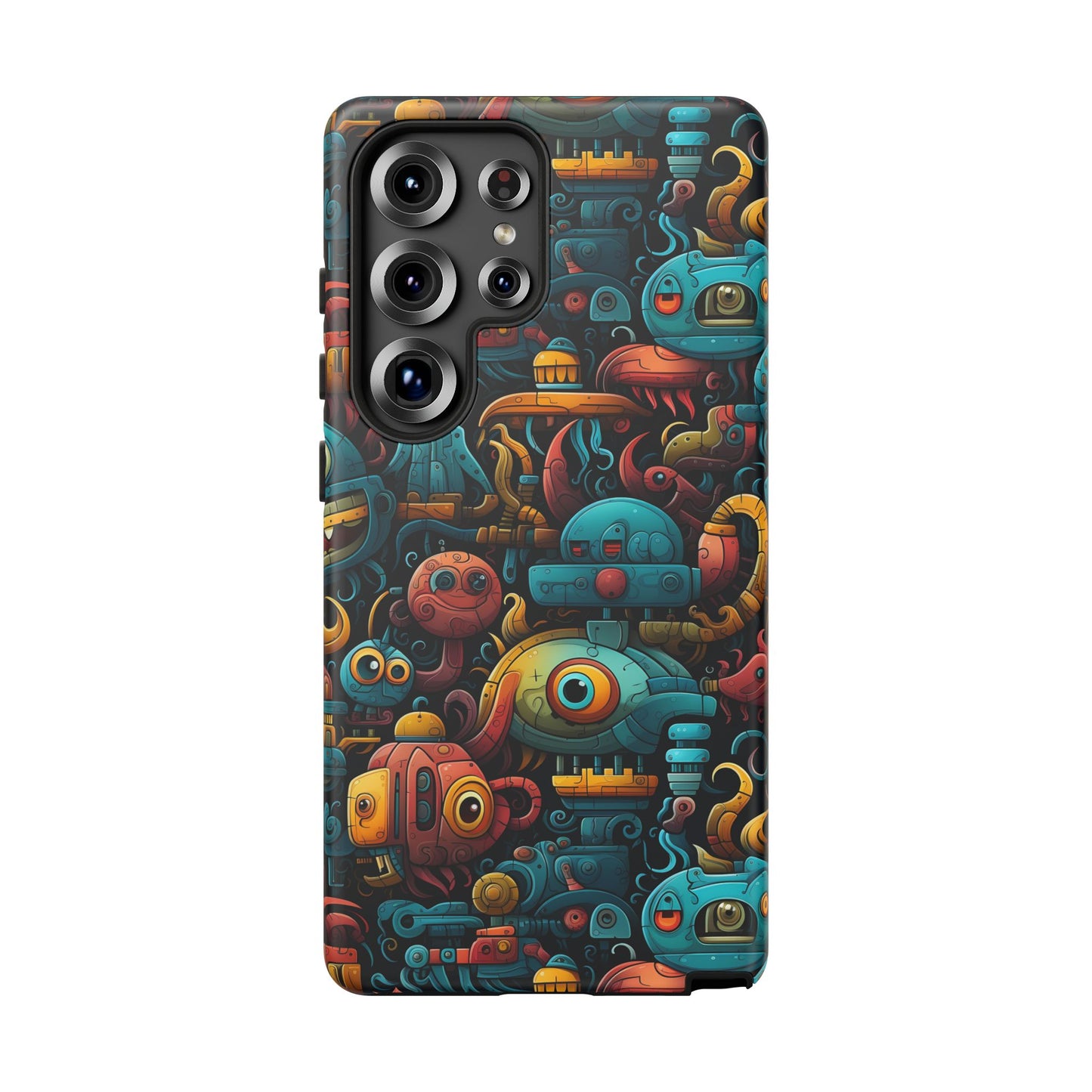 Whimsical Robots Tough Phone Case – Fantastical Mechanical Creatures Design for iPhone, Samsung Galaxy & Google Pixel