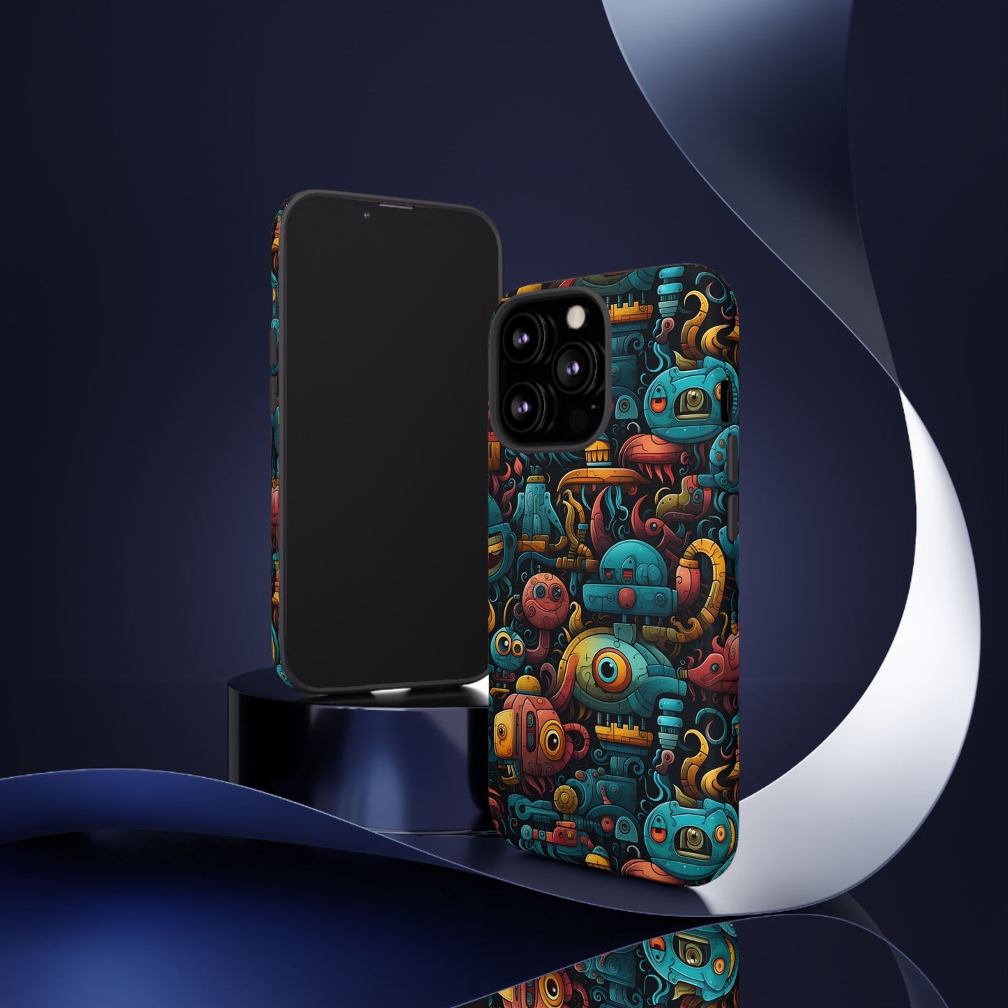 Whimsical Robots Tough Phone Case – Fantastical Mechanical Creatures Design for iPhone, Samsung Galaxy & Google Pixel