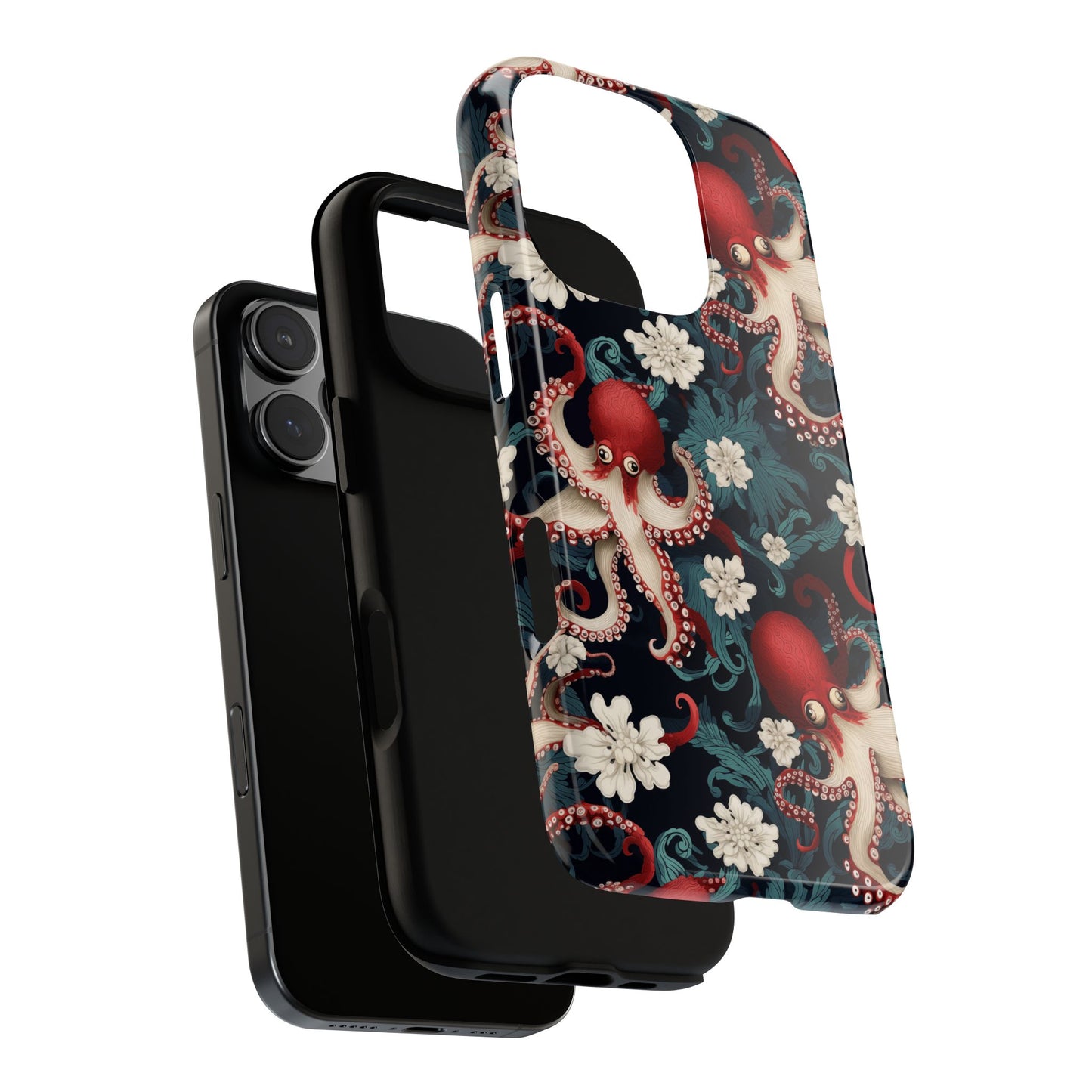 Octopus Floral Phone Case | Japanese Style Marine Pattern Protective Case
