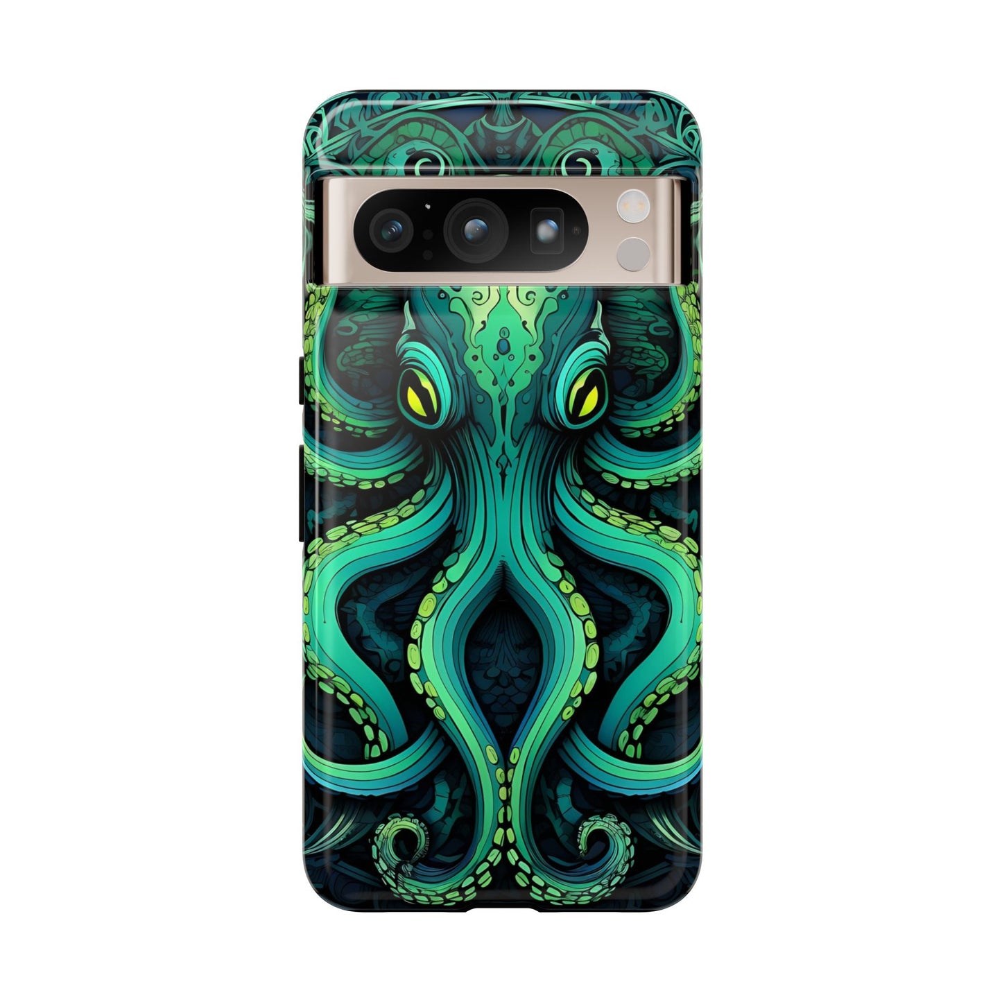 Vibrant Teal Octopus Tough Phone Case: Mandala-Inspired Art for iPhone, Samsung Galaxy & Google Pixel - Cracken Painting