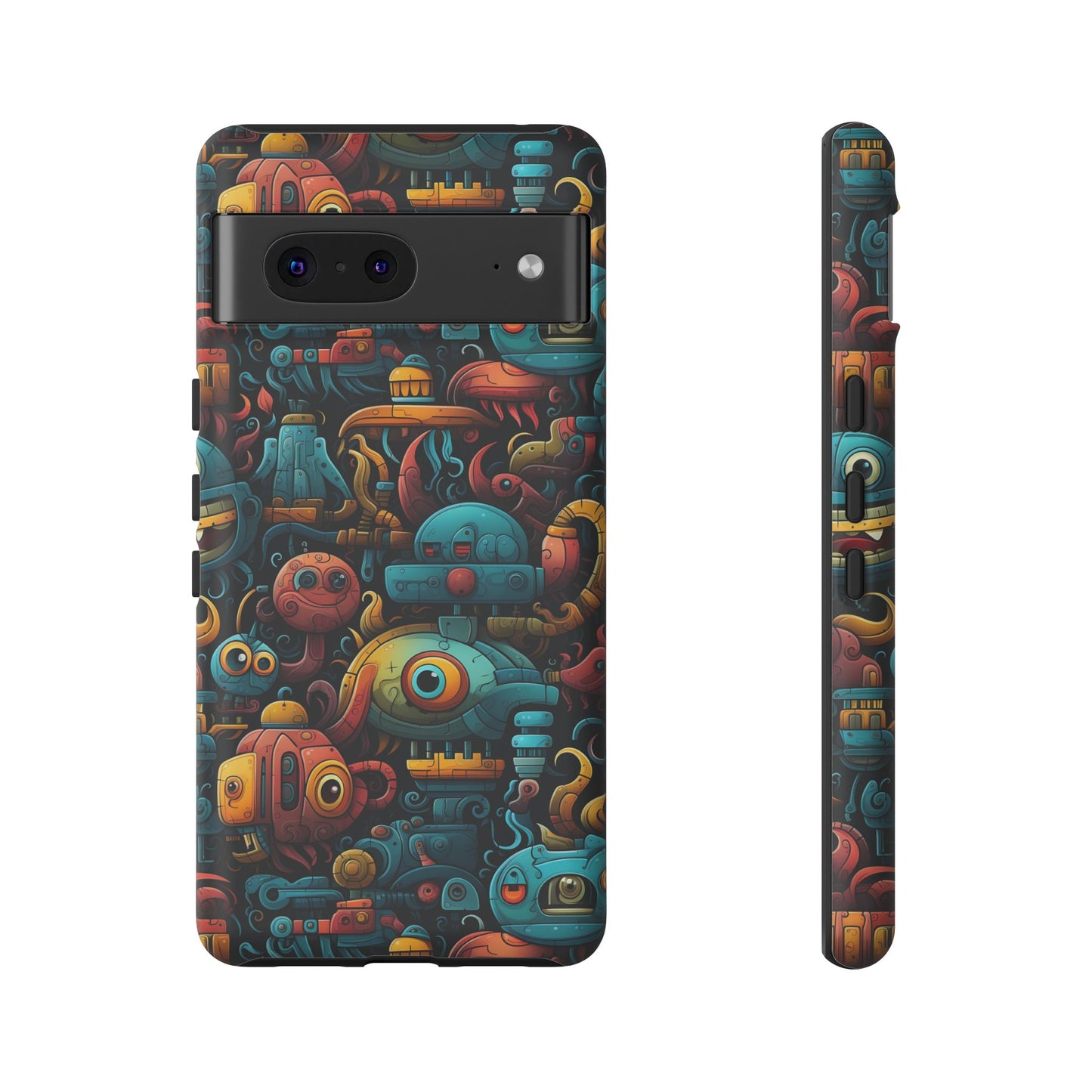 Whimsical Robots Tough Phone Case – Fantastical Mechanical Creatures Design for iPhone, Samsung Galaxy & Google Pixel
