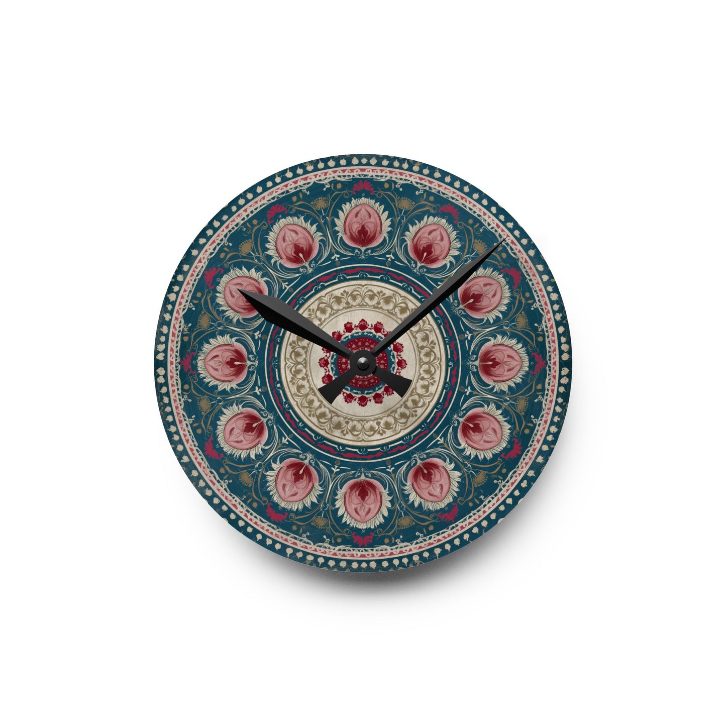 Mandala Floral Acrylic Wall Clock – Bohemian Home Decor