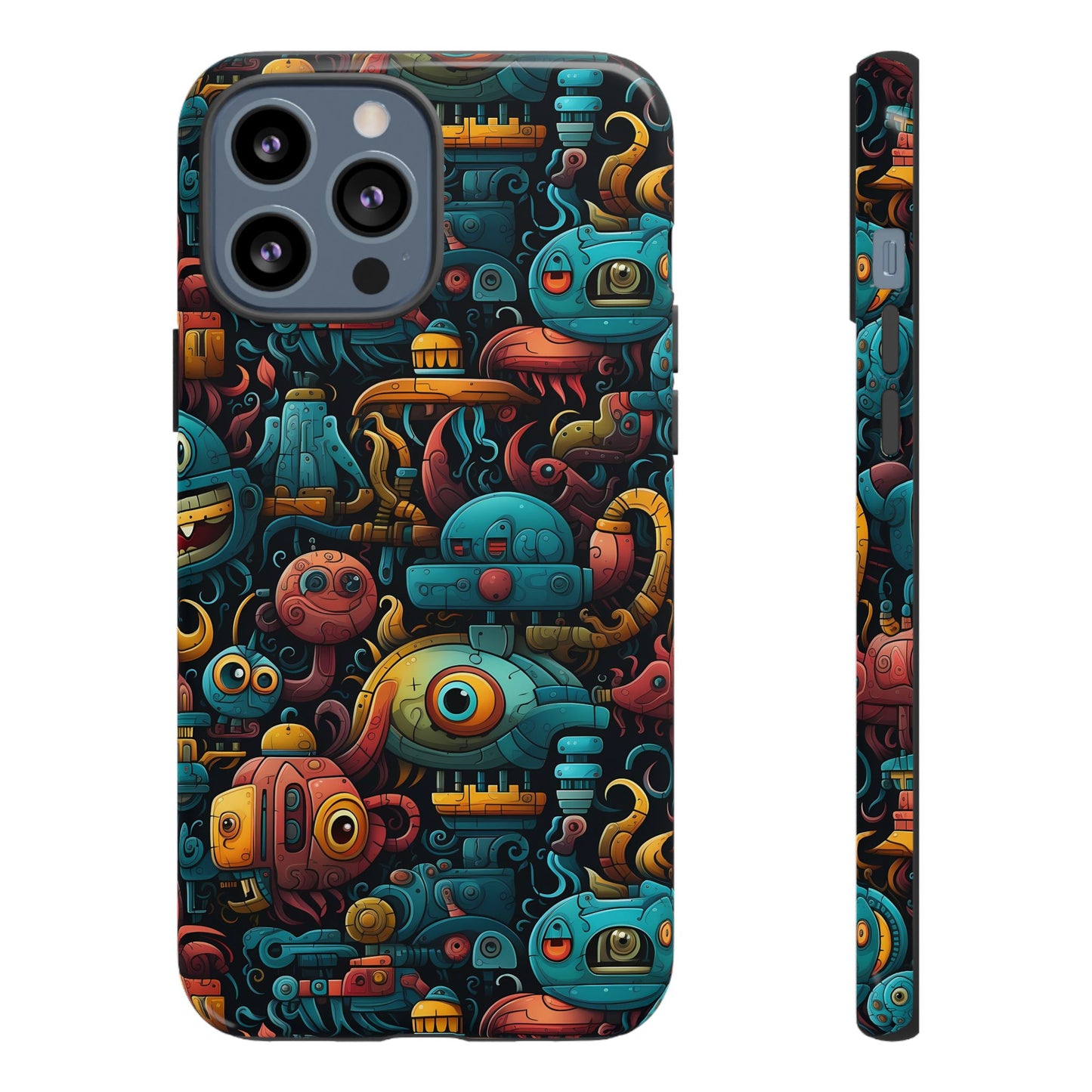 Whimsical Robots Tough Phone Case – Fantastical Mechanical Creatures Design for iPhone, Samsung Galaxy & Google Pixel