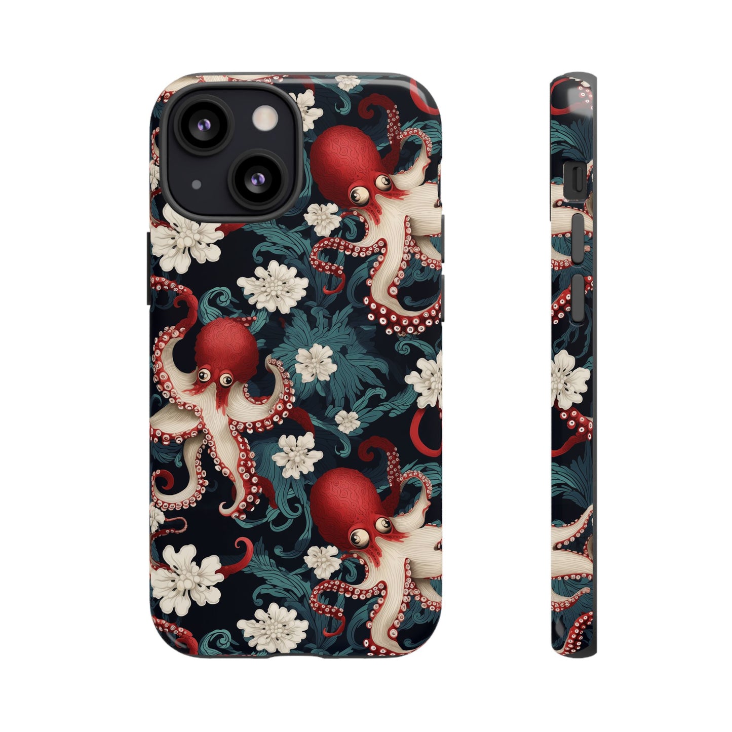 Octopus Floral Phone Case | Japanese Style Marine Pattern Protective Case