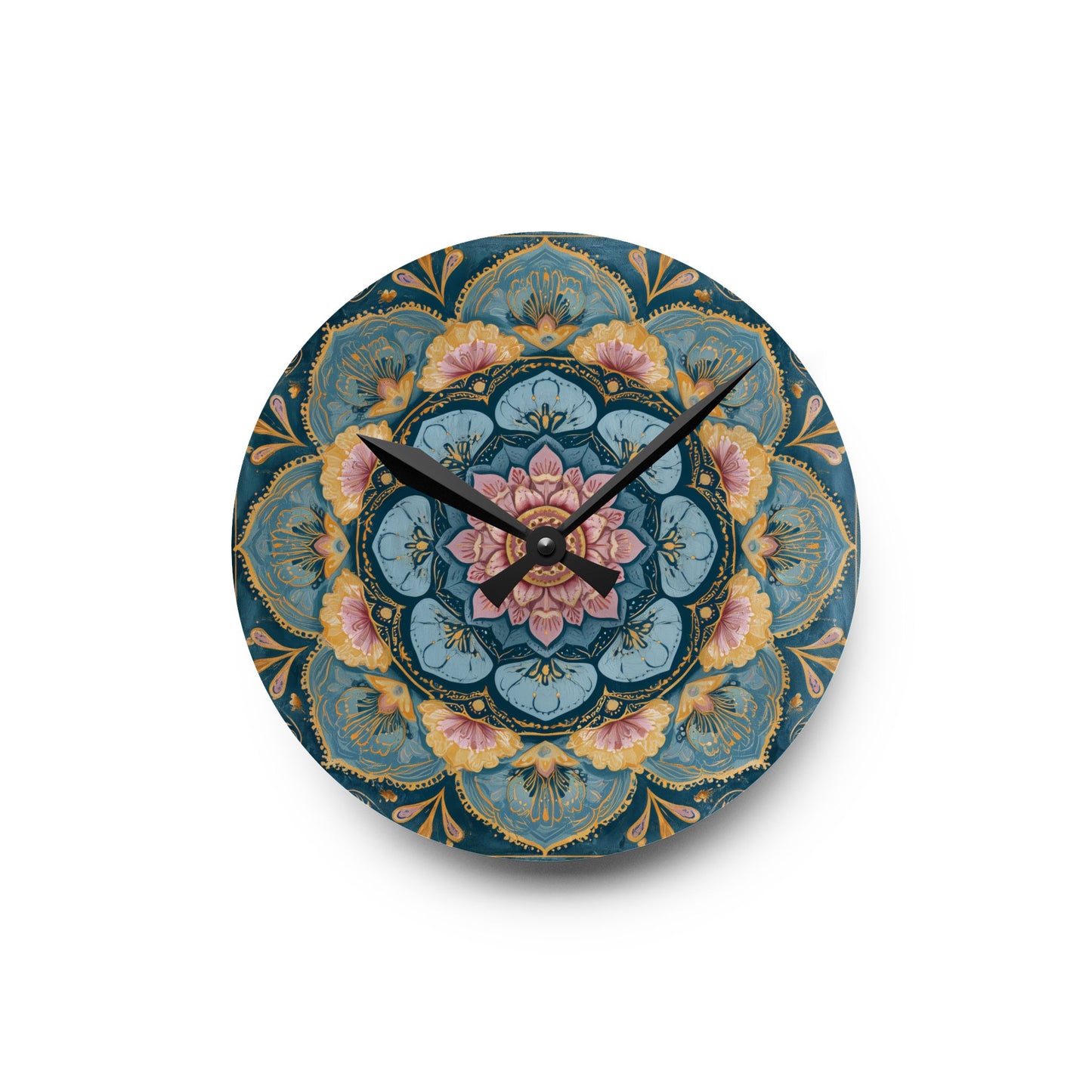 Mandala Floral Acrylic Wall Clock — Boho Decorative Home Clock