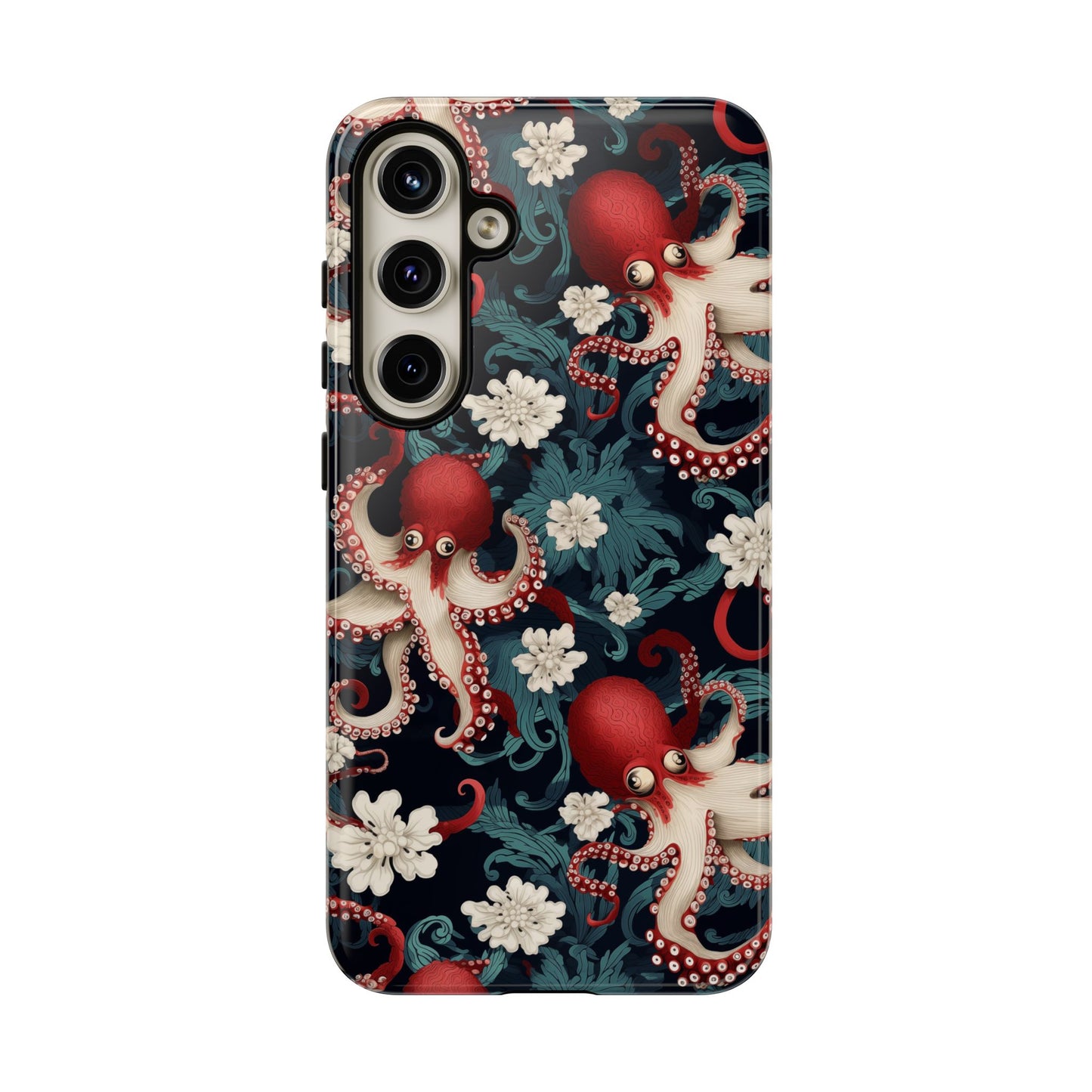 Octopus Floral Phone Case | Japanese Style Marine Pattern Protective Case