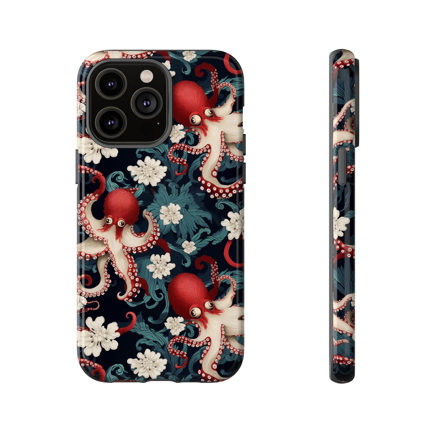 Octopus Floral Phone Case | Japanese Style Marine Pattern Protective Case