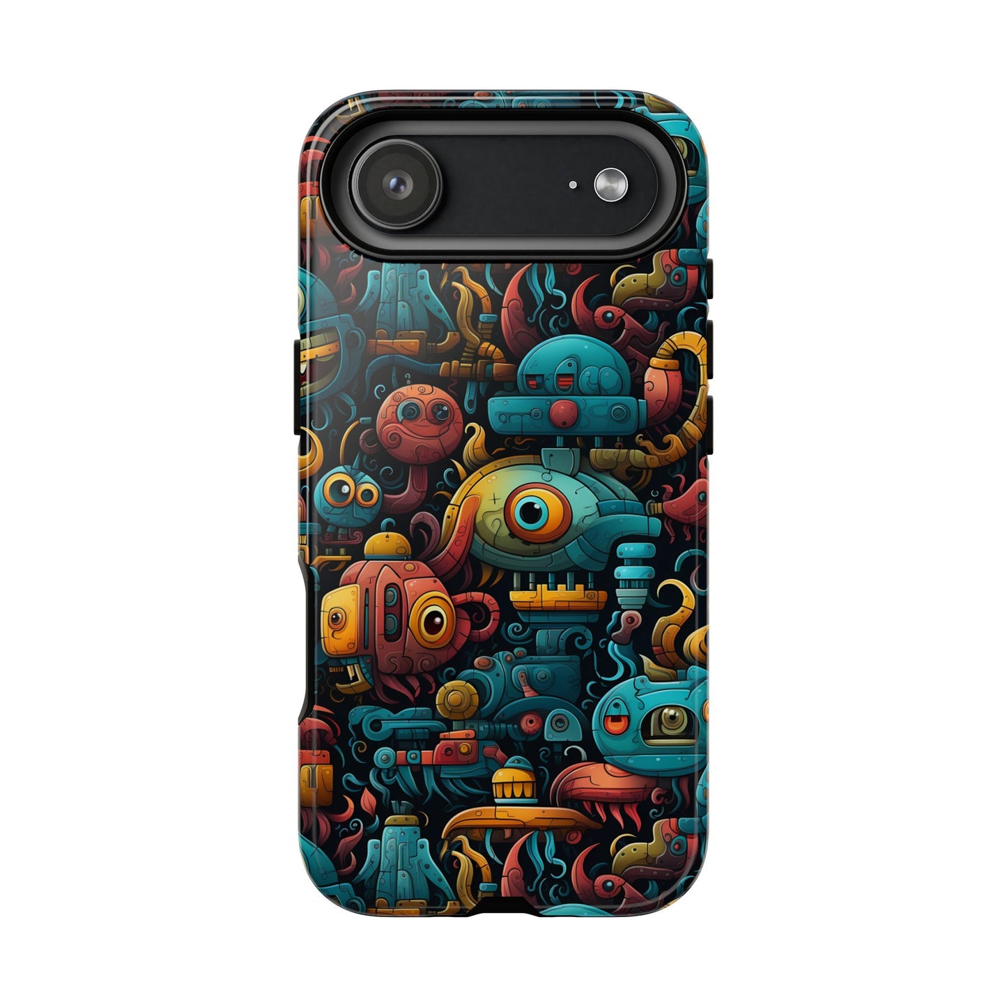 Whimsical Robots Tough Phone Case – Fantastical Mechanical Creatures Design for iPhone, Samsung Galaxy & Google Pixel