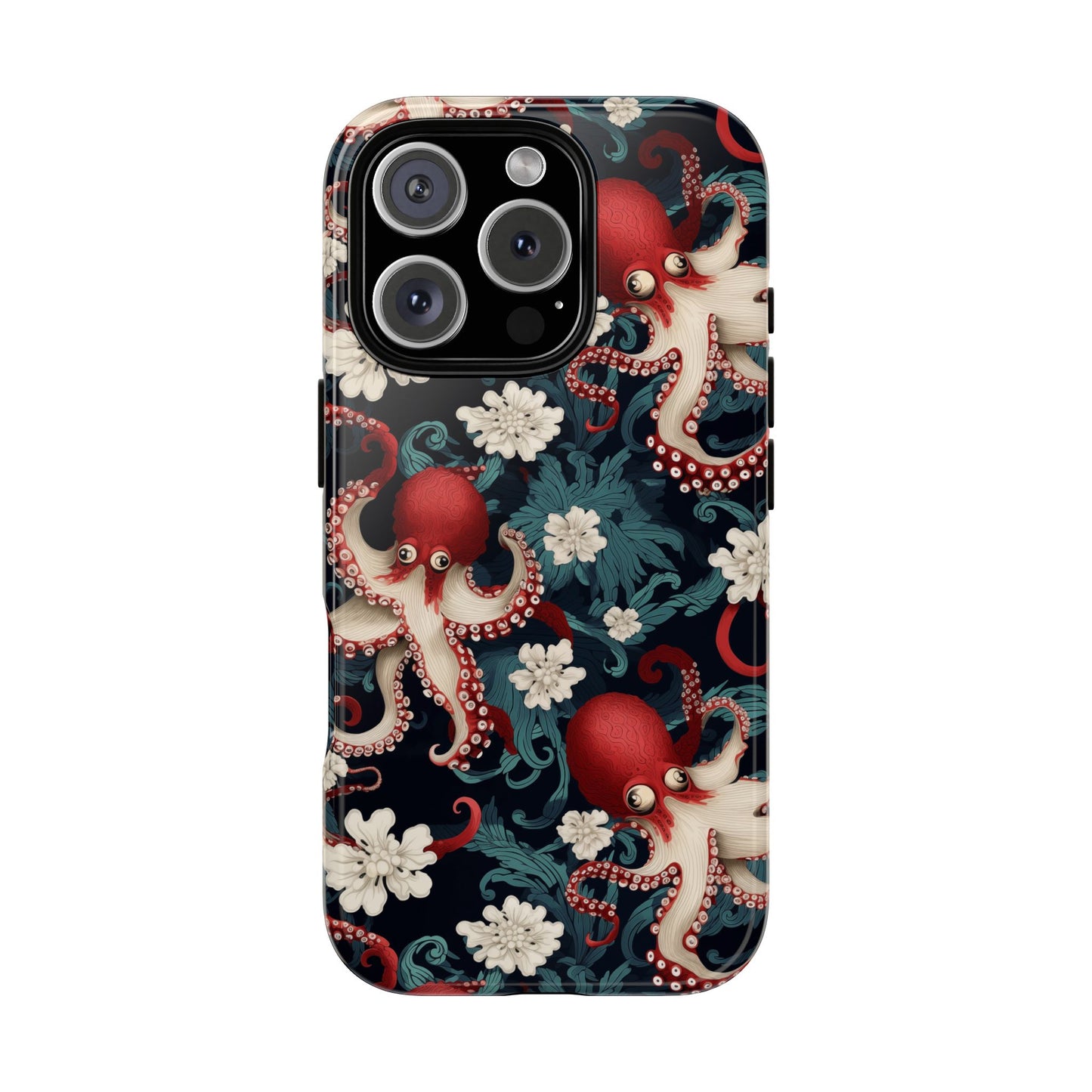 Octopus Floral Phone Case | Japanese Style Marine Pattern Protective Case