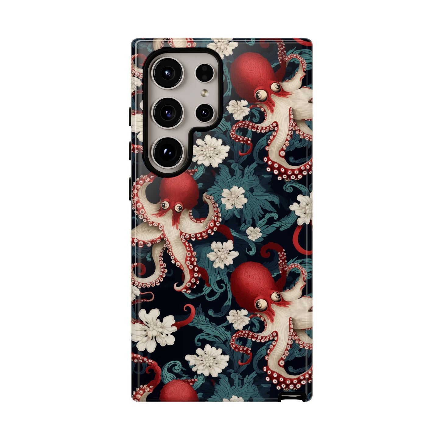 Octopus Floral Phone Case | Japanese Style Marine Pattern Protective Case