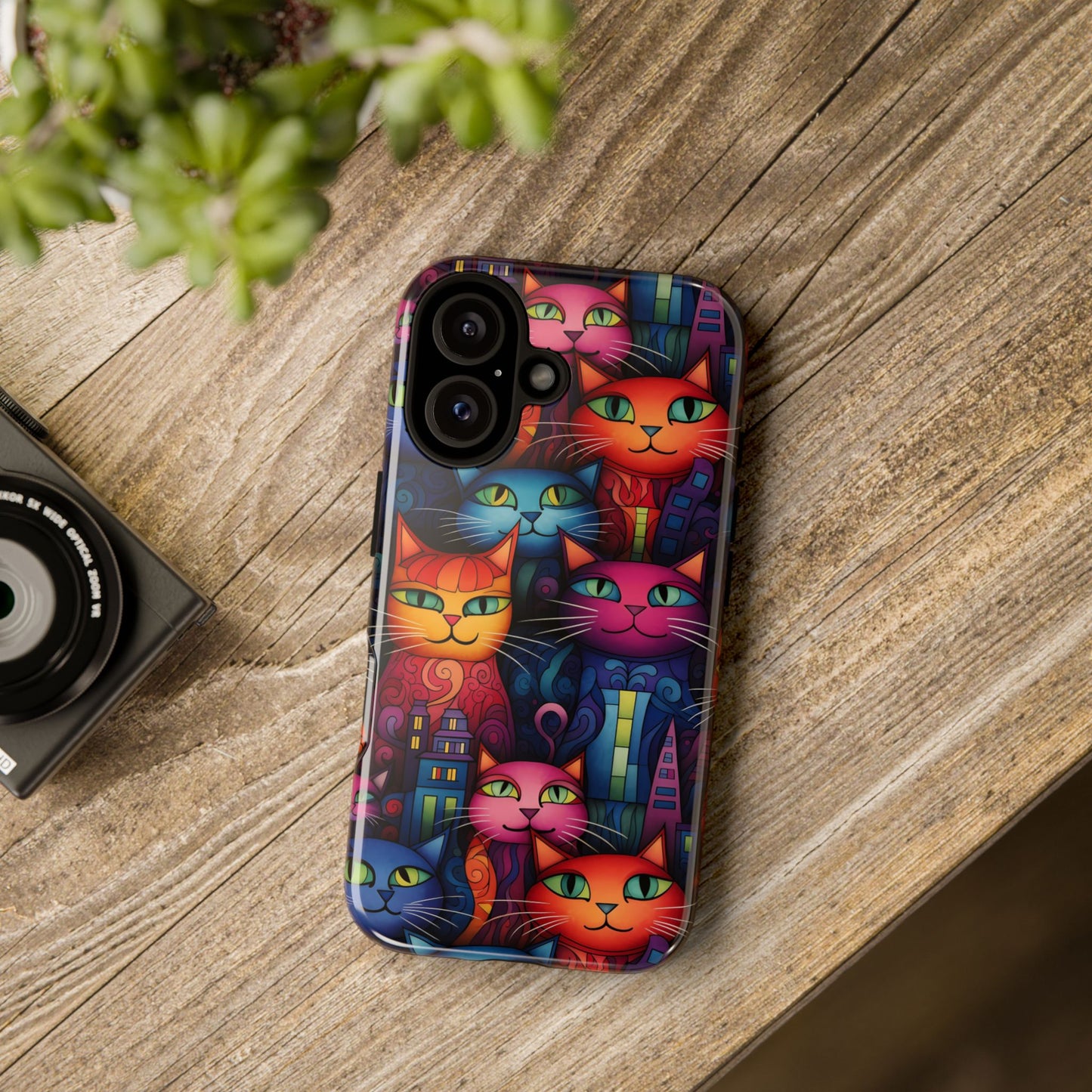 Cat-opolis Tough Phone Case: Fantastical Feline City Scape Mobile Phone Protection for iPhone, Samsung Galaxy & Google Pixel Whimsical Art