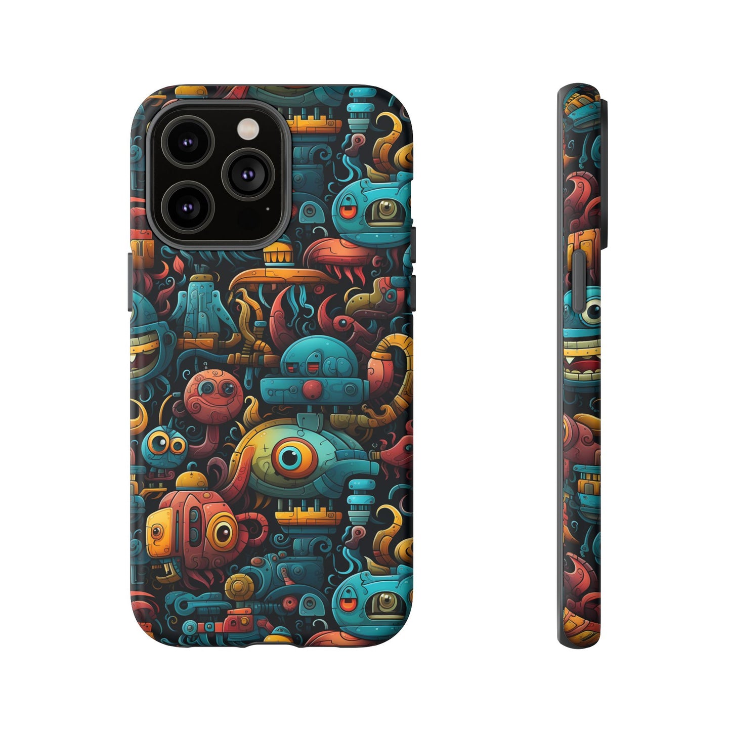 Whimsical Robots Tough Phone Case – Fantastical Mechanical Creatures Design for iPhone, Samsung Galaxy & Google Pixel