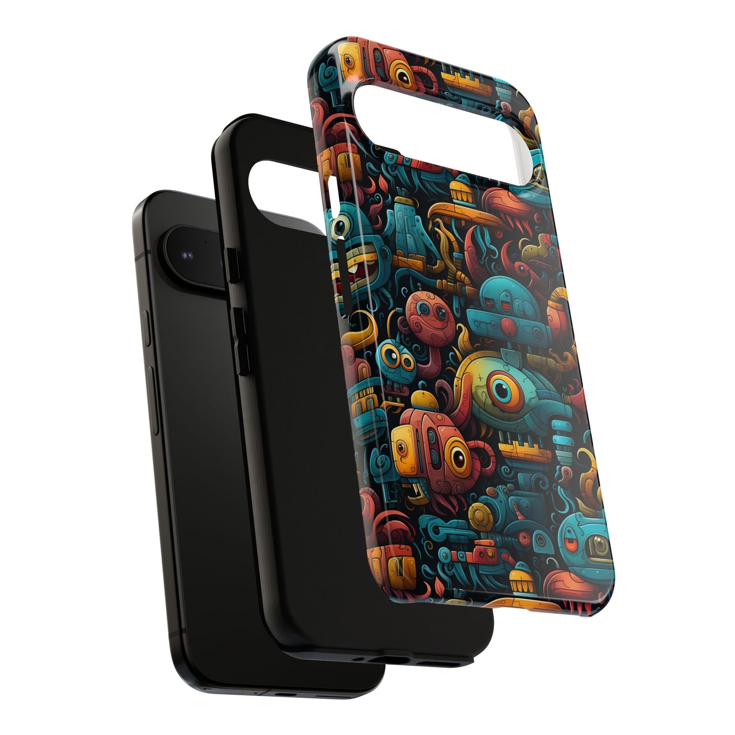 Whimsical Robots Tough Phone Case – Fantastical Mechanical Creatures Design for iPhone, Samsung Galaxy & Google Pixel