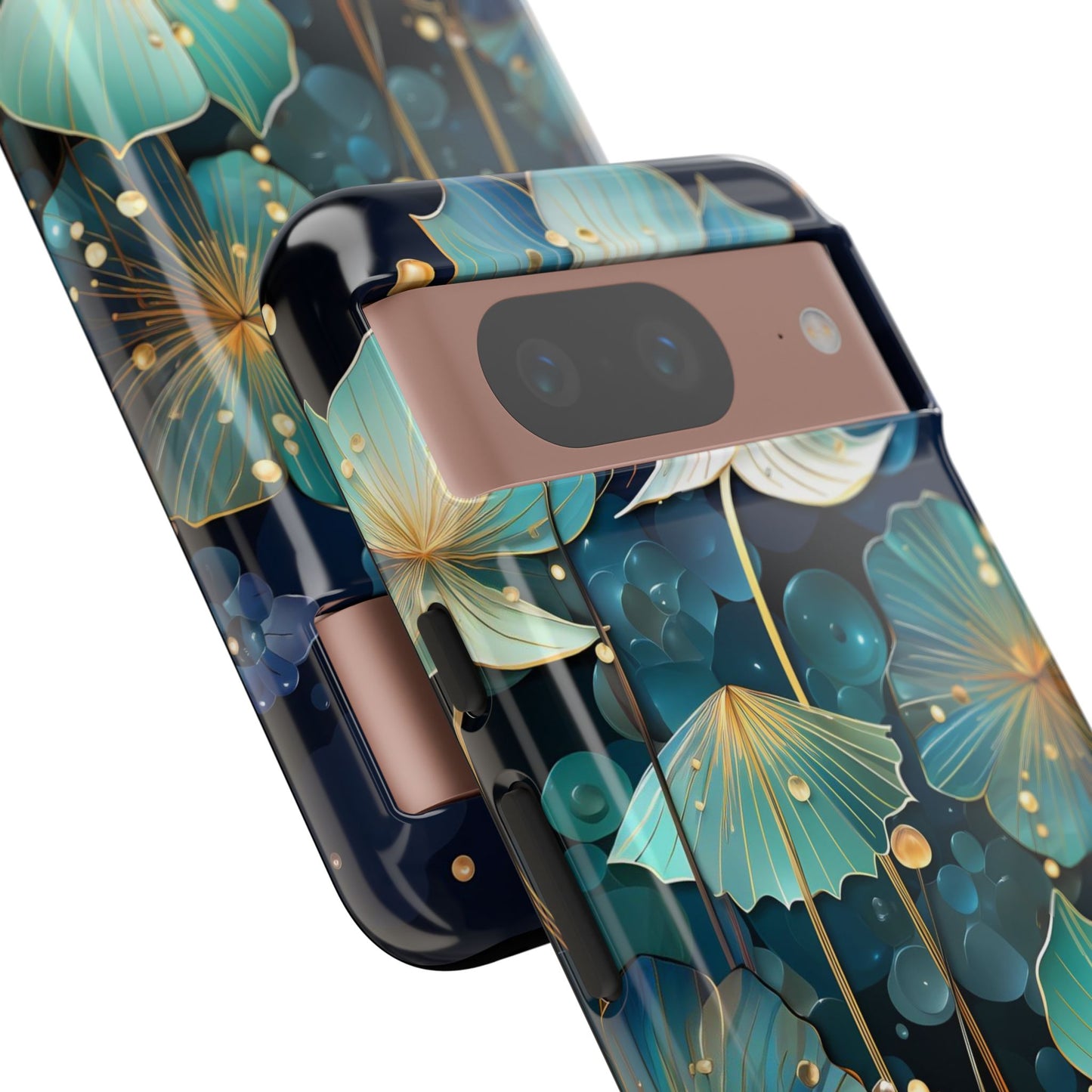 Teal Floral Tough Phone Case — Protective Botanical iPhone Cover