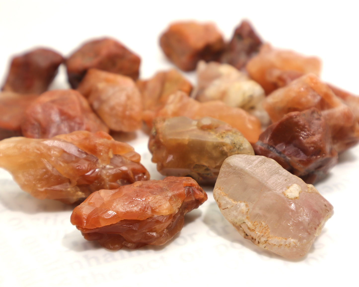 Close-up of hematoid quartz crystal showing different opacities of the mineral phantom inclusions