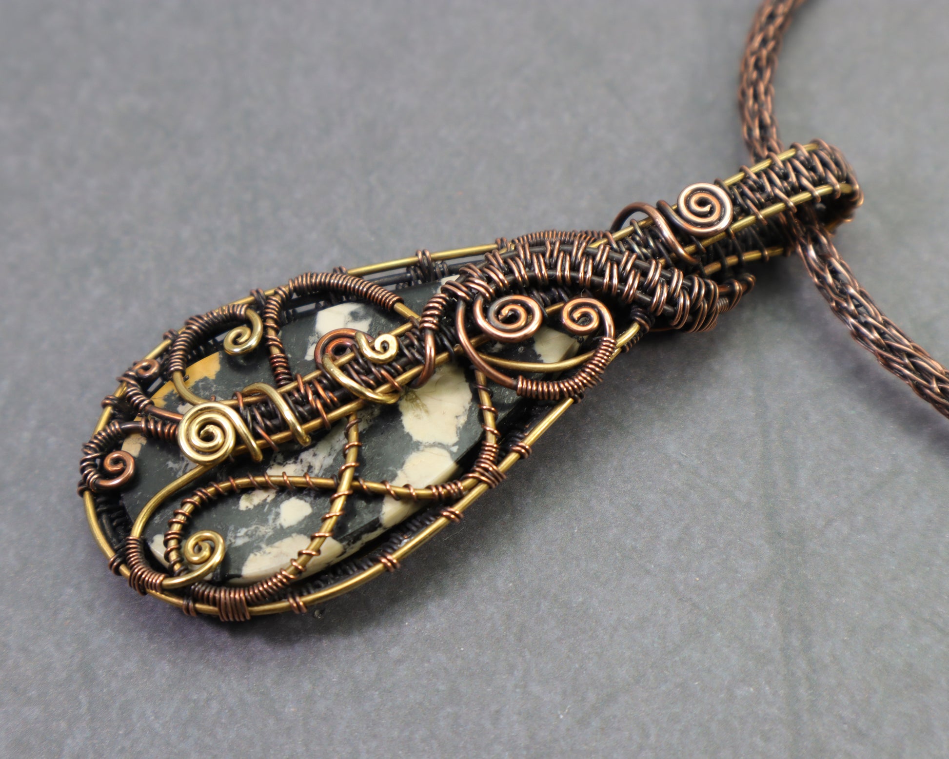 Back view of Unique artisan magnesite necklace pendant made in Washington State