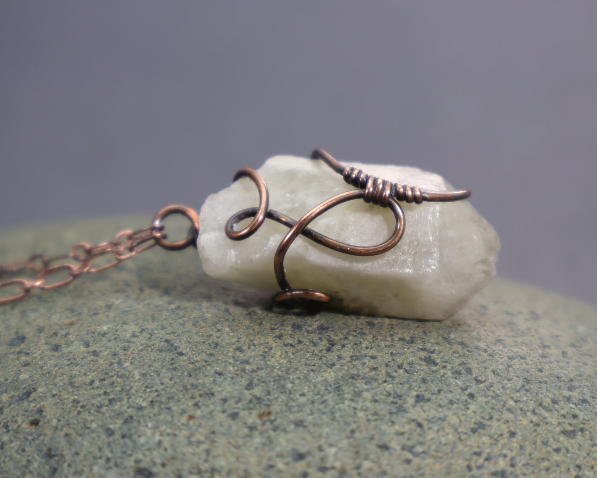 One of a kind natural citrine gemstone pendant with rough terminated crystal point and copper wire wrapping