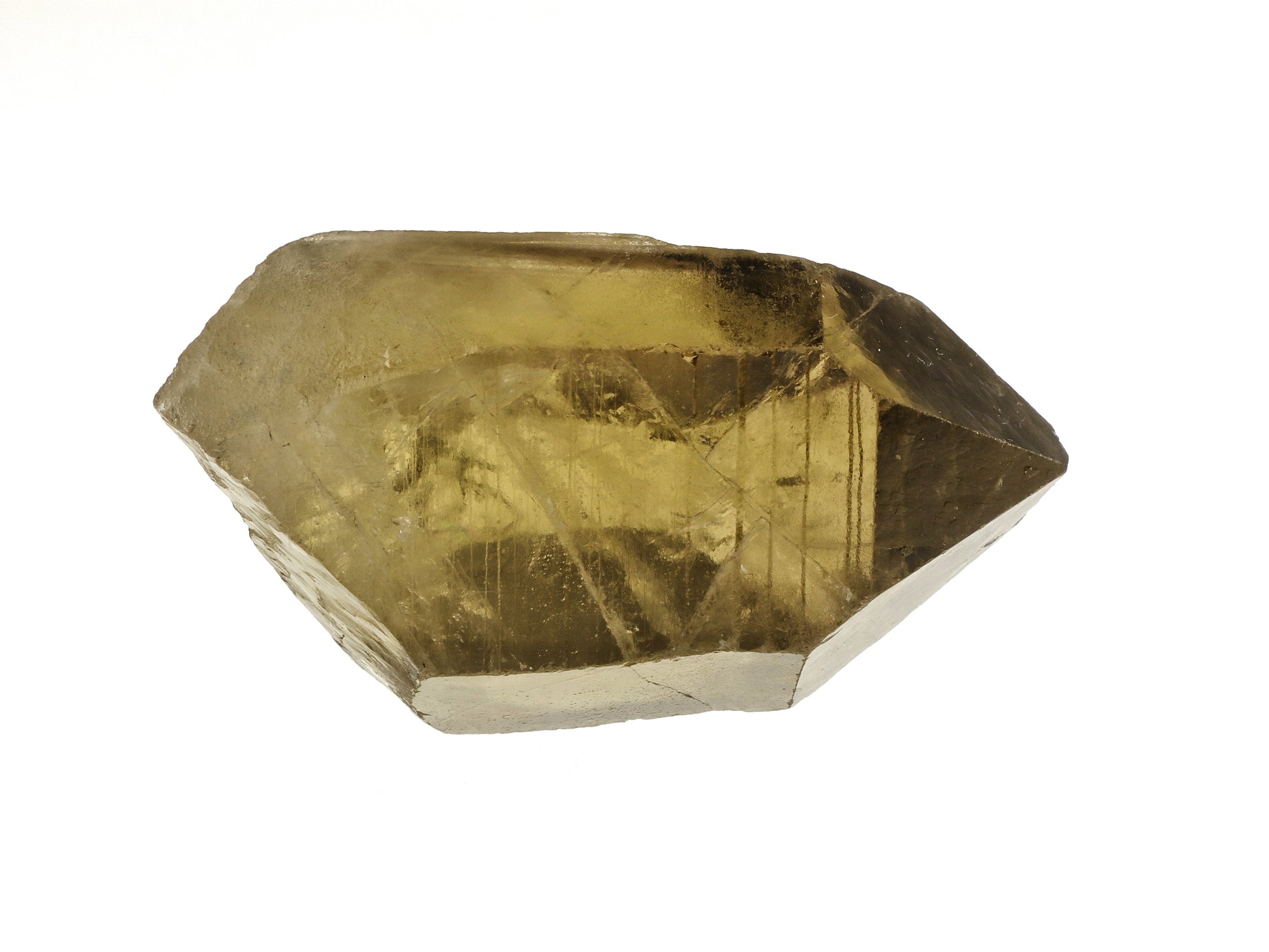 Internal clarity of untreated aluminum lithium citrine crystal with transparent inclusions