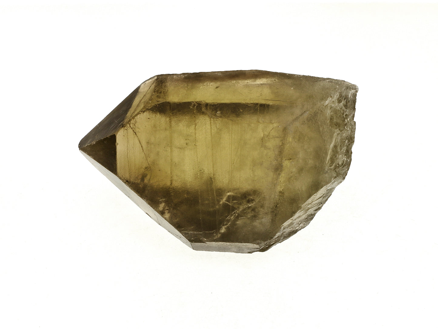 Internal clarity of untreated aluminum lithium citrine crystal showing good transparency with translucent inclusions.