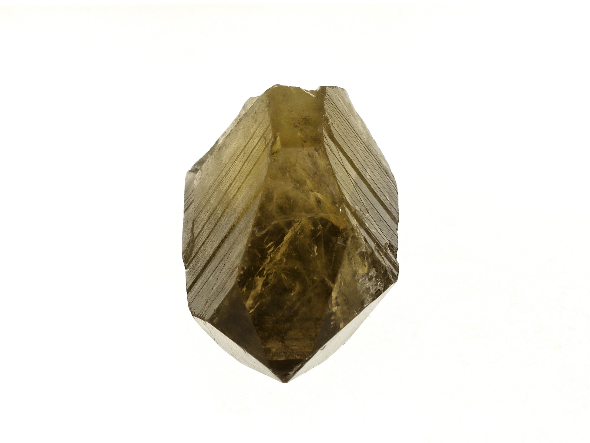 Close up of termination of a hexagonal crystal - unheated Russian smoky citrine