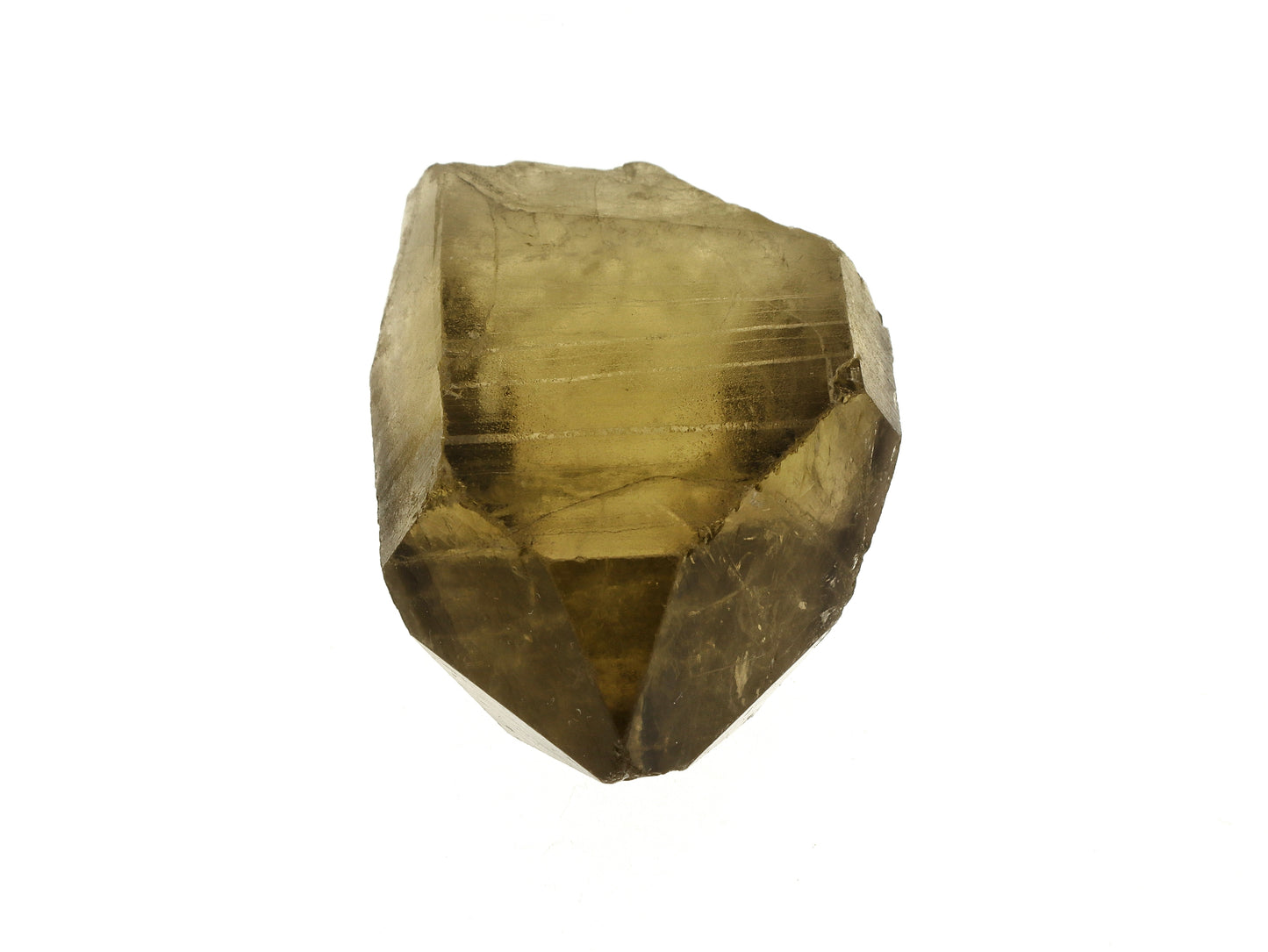 Close-up of original termination of genuine unheated lemon citrine crystal specimen