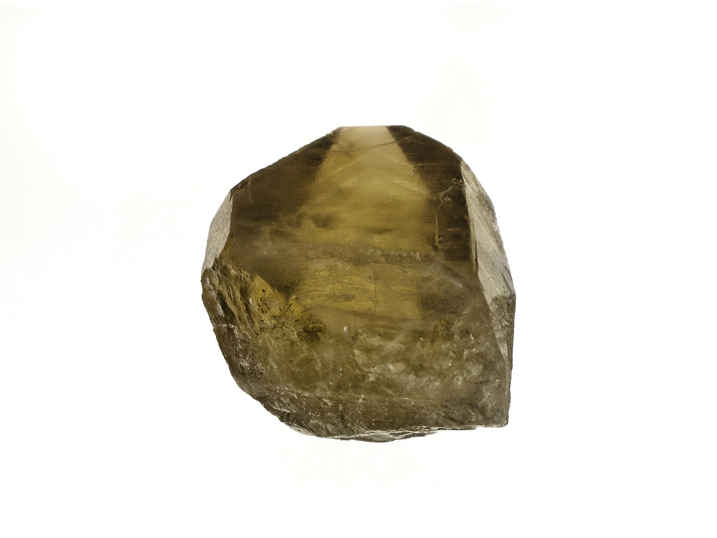 Bottom view of a raw smoky citrine crystal from Ural Mountains