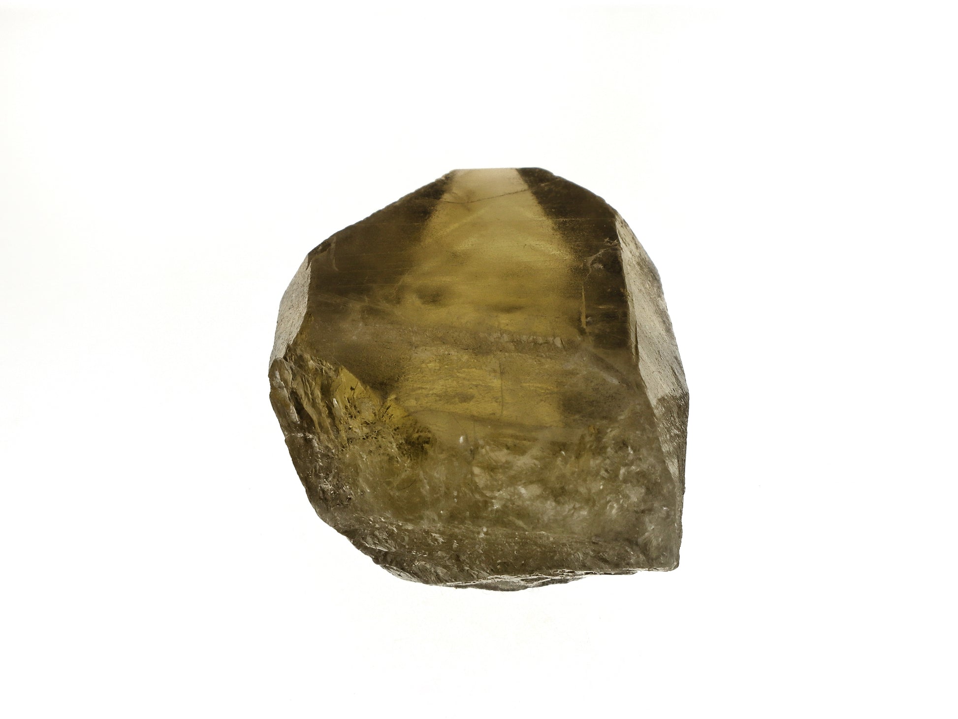 Bottom view of a raw smoky citrine crystal from Ural Mountains