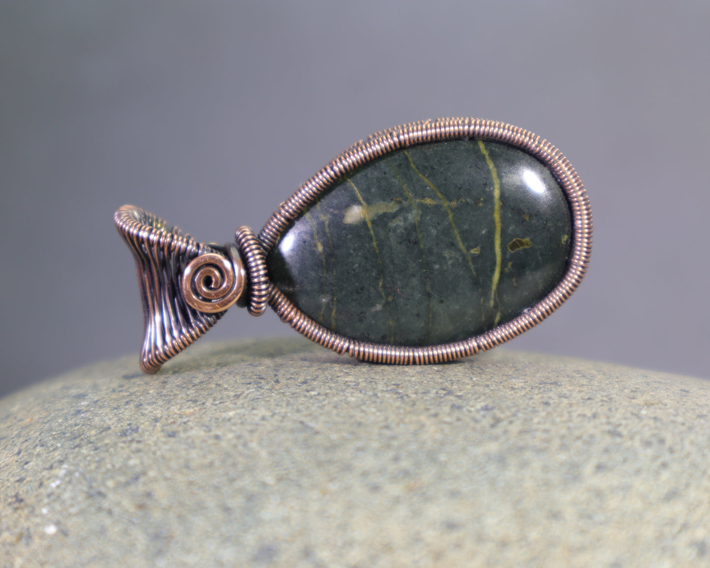 Natural bloodstone pendant collected while beachcombing in Washington