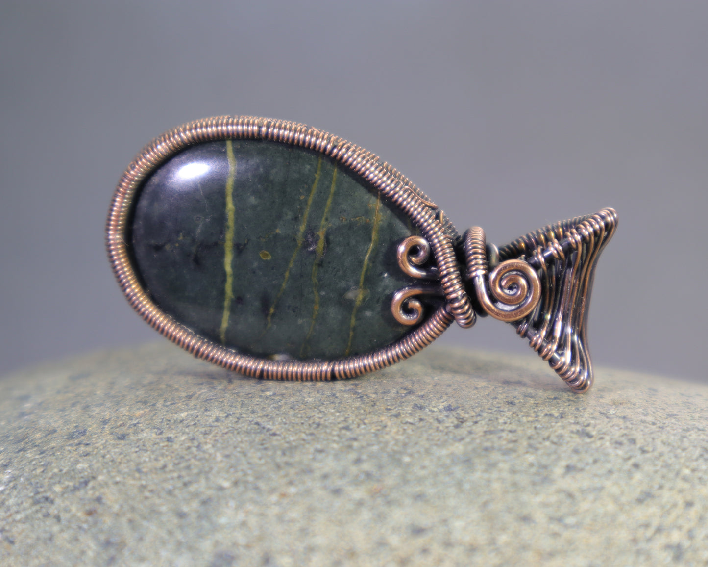 Wire wrapped bloodstone jewelry featuring dark green heliotrope