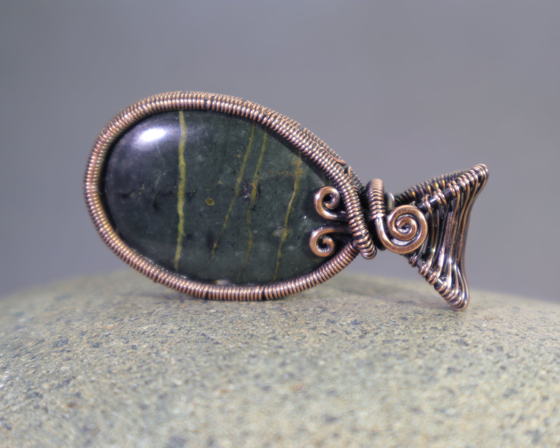 Wire wrapped bloodstone jewelry featuring dark green heliotrope