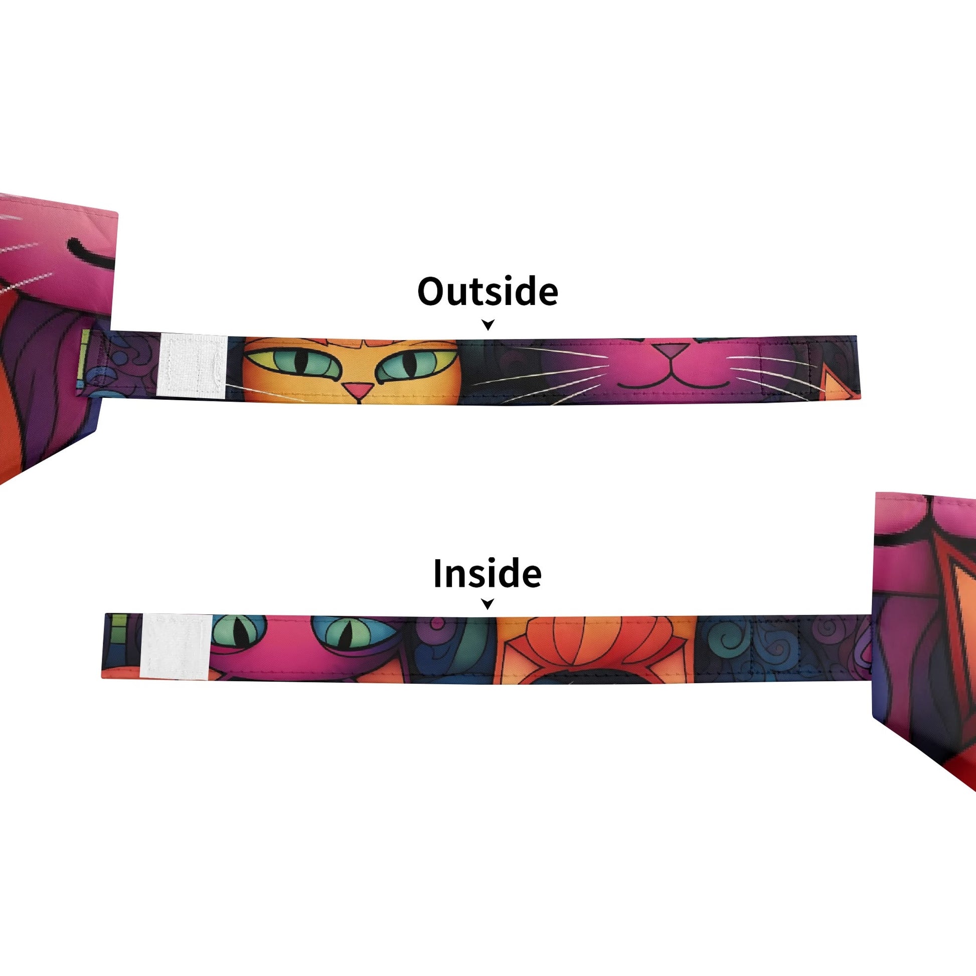 matching strap for cat umbrella featuring cat's eyes, noses and whiskers