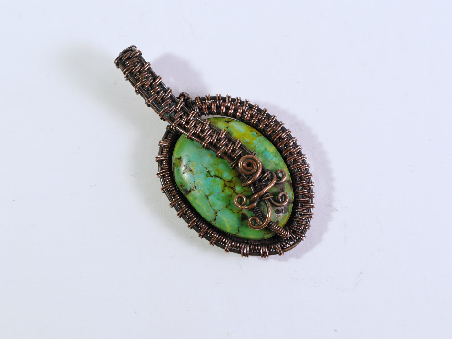 Rustic boho copper necklace featuring natural imperial jasper