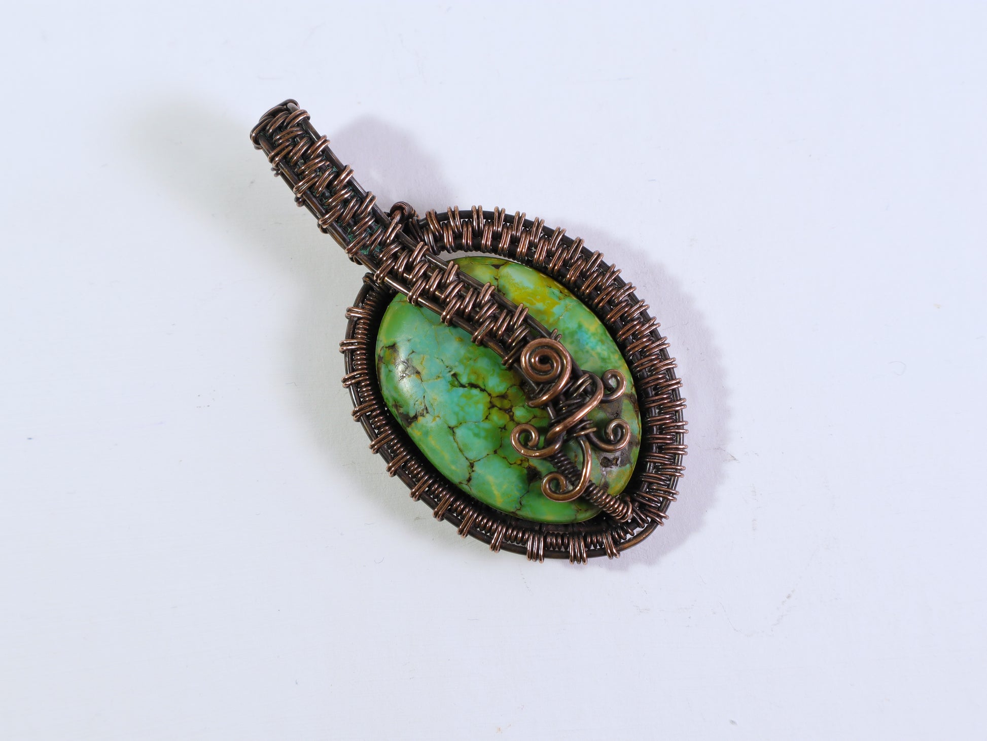 Rustic boho copper necklace featuring natural imperial jasper