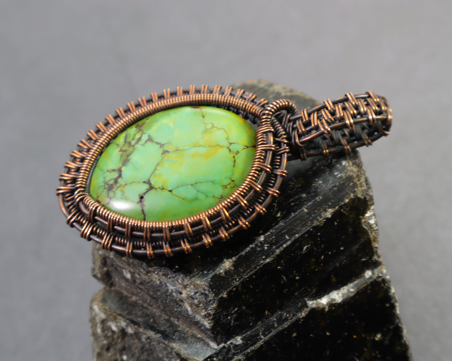 Handmade imperial jasper jewelry in oxidized copper wire