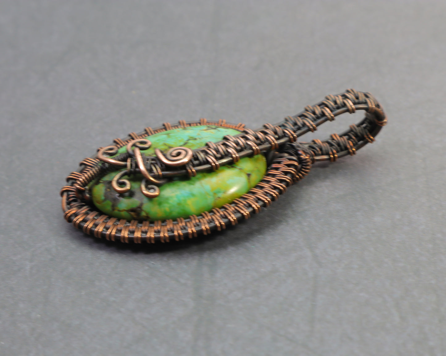 Hypoallergenic copper necklace with imperial jasper gemstone