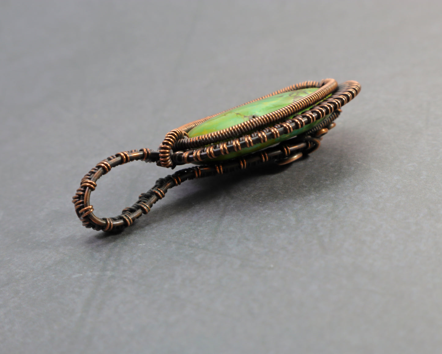 Statement gemstone pendant with vivid green sea sediment jasper