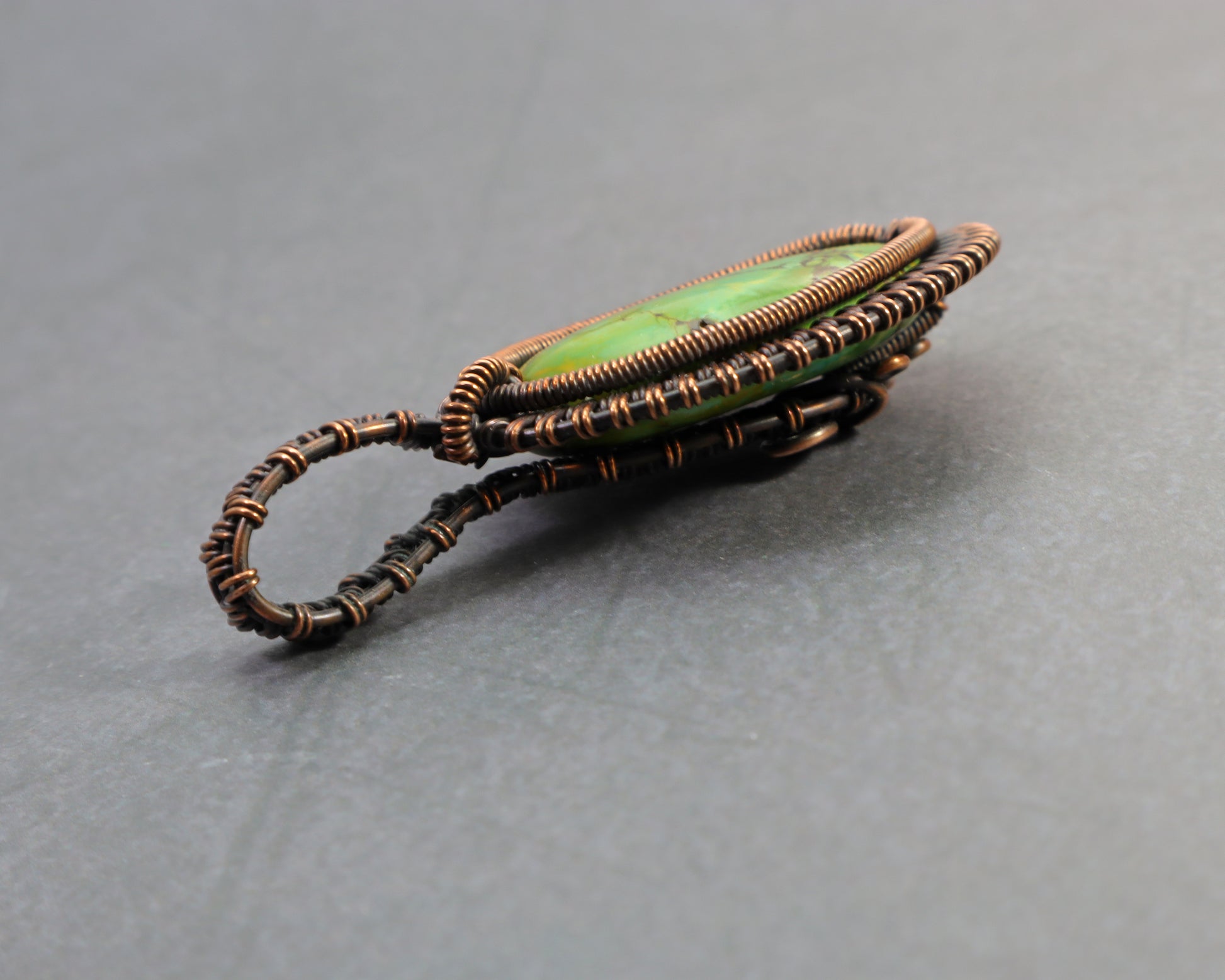 Statement gemstone pendant with vivid green sea sediment jasper