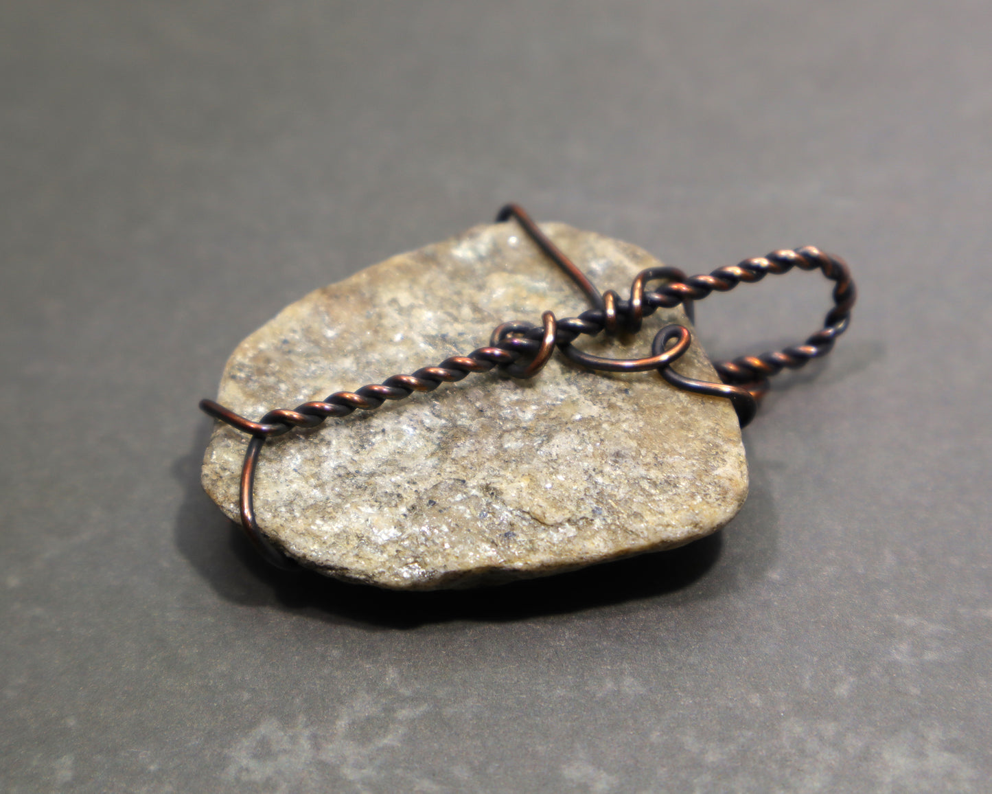 Mica Schist & Garnet Pendant Necklace, Wire Wrapped Metamorphic Rock