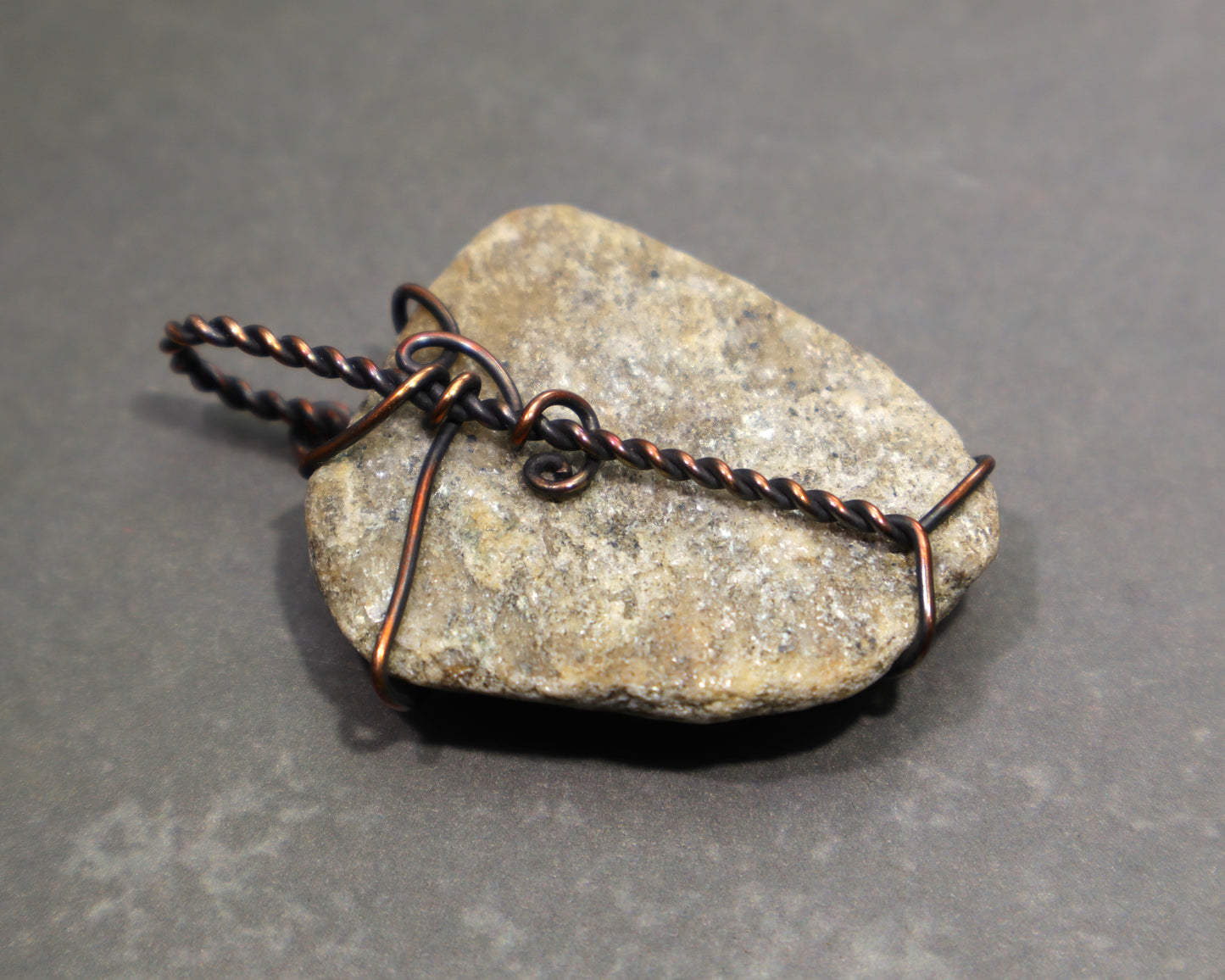 Mica Schist & Garnet Pendant Necklace, Wire Wrapped Metamorphic Rock